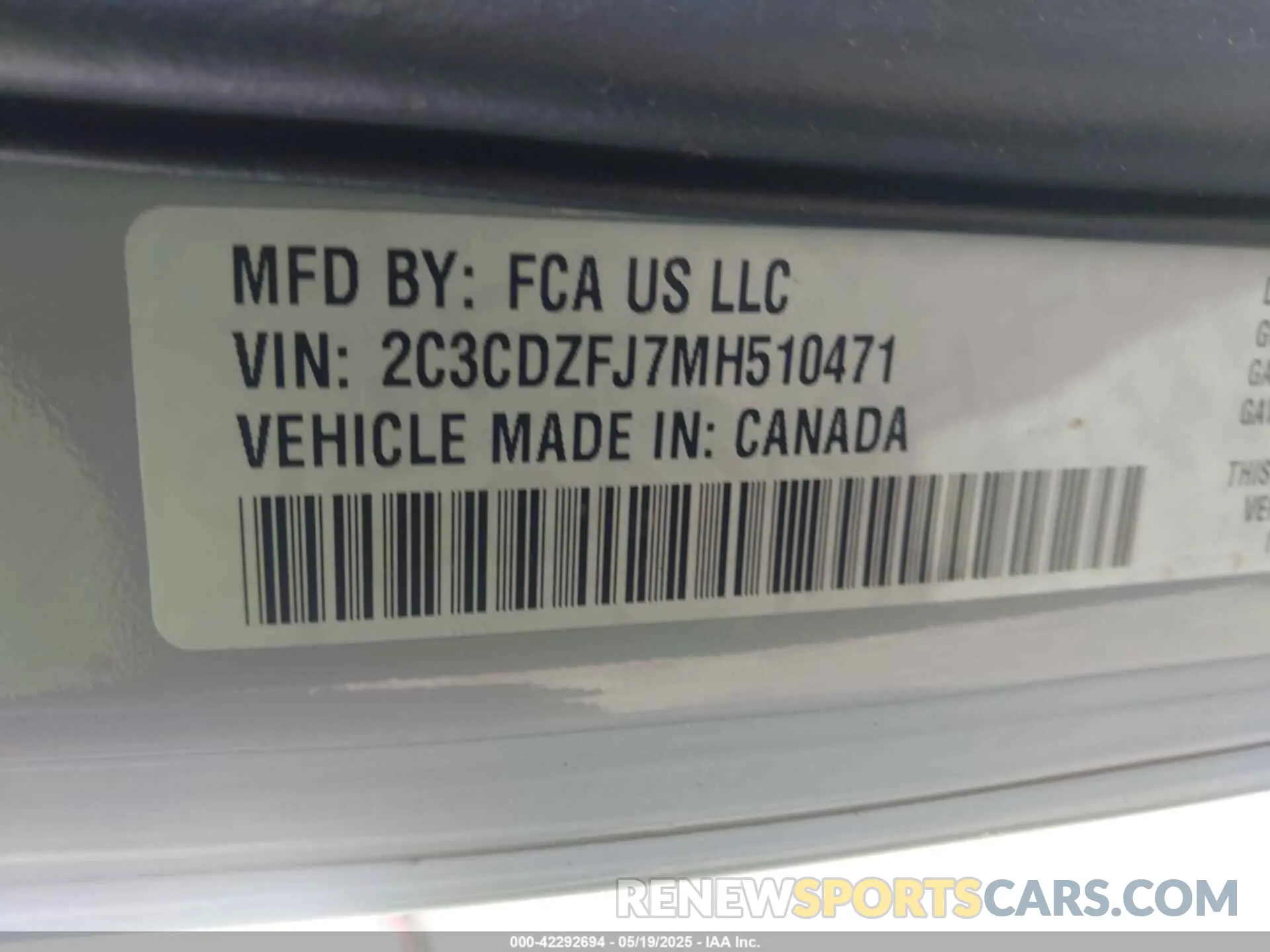 9 Фотография поврежденного автомобиля 2C3CDZFJ7MH510471 DODGE CHALLENGER 2021