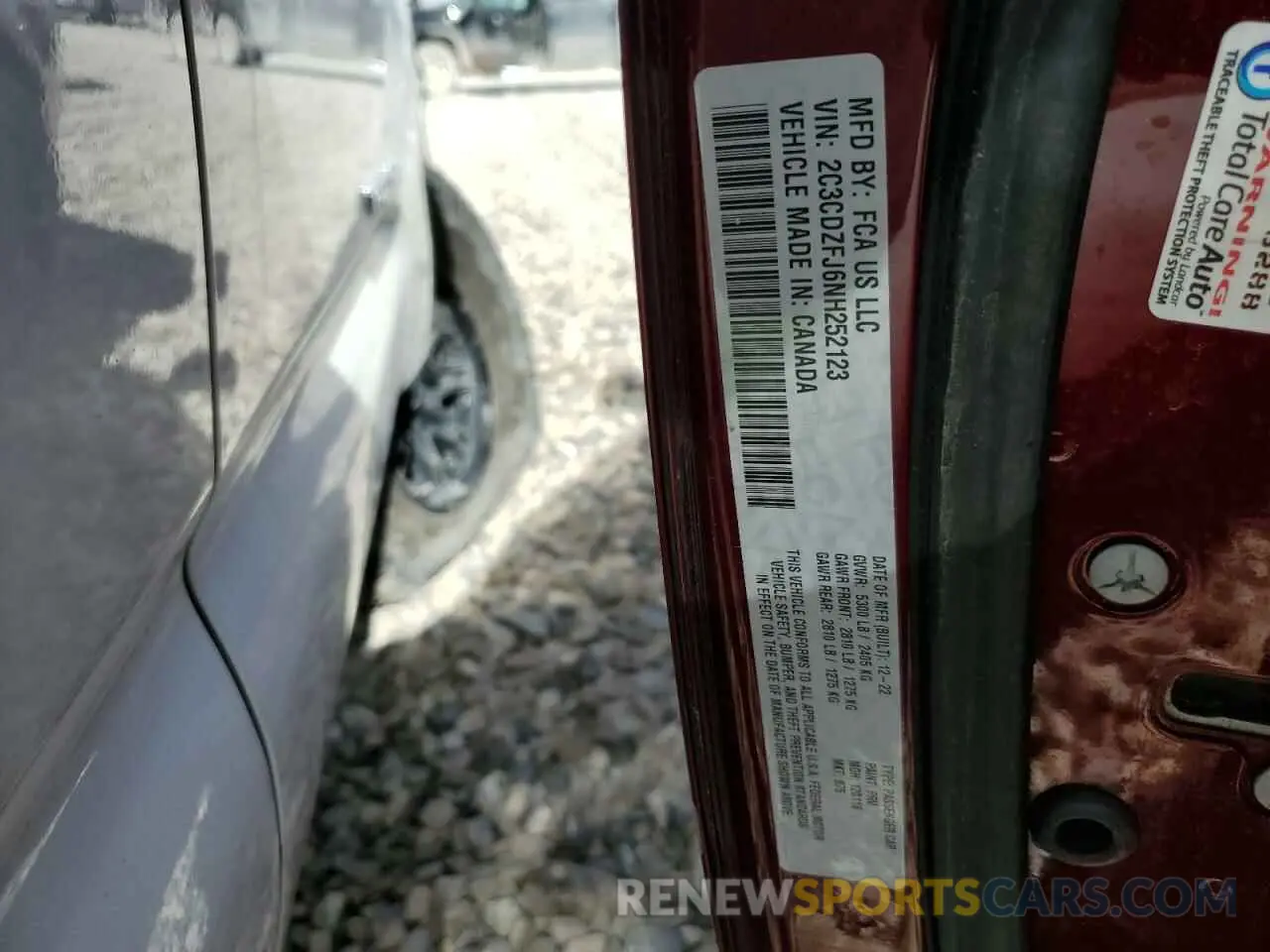 14 Photograph of a damaged car 2C3CDZFJ6NH252123 DODGE CHALLENGER 2022