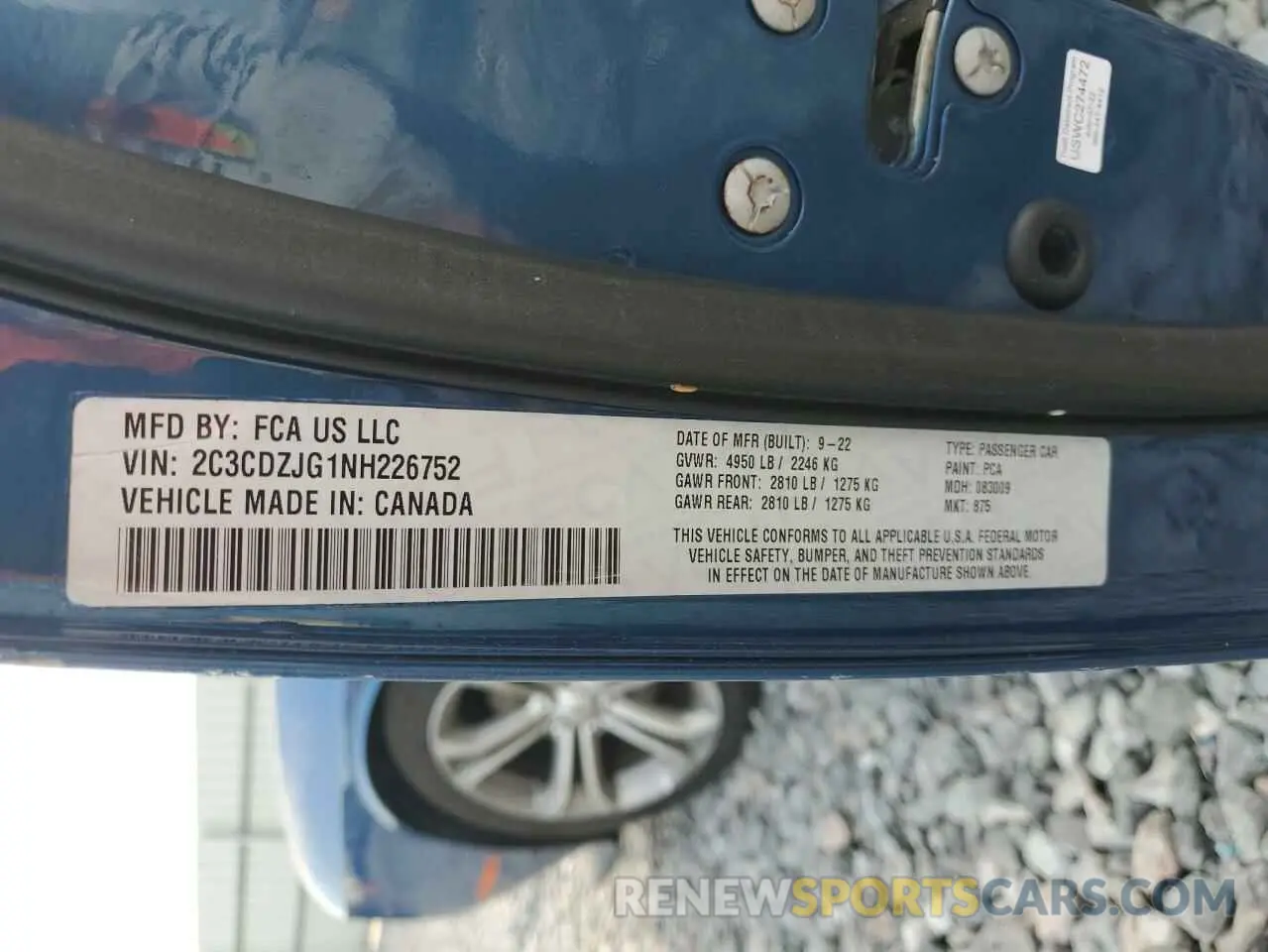 12 Фотография поврежденного автомобиля 2C3CDZJG1NH226752 DODGE CHALLENGER 2022
