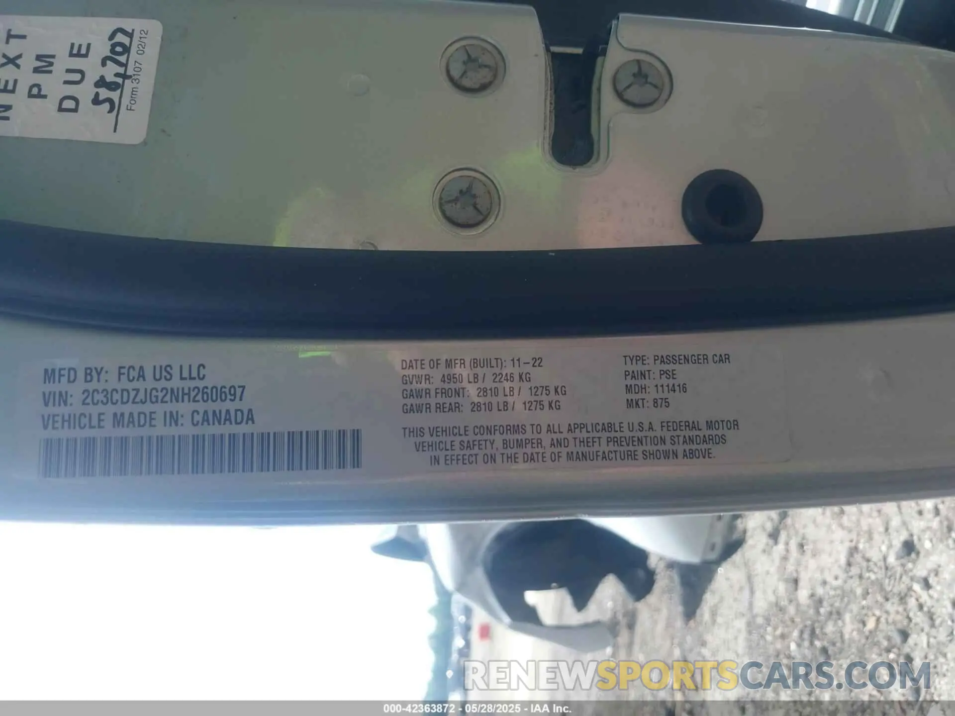 9 Фотография поврежденного автомобиля 2C3CDZJG2NH260697 DODGE CHALLENGER 2022