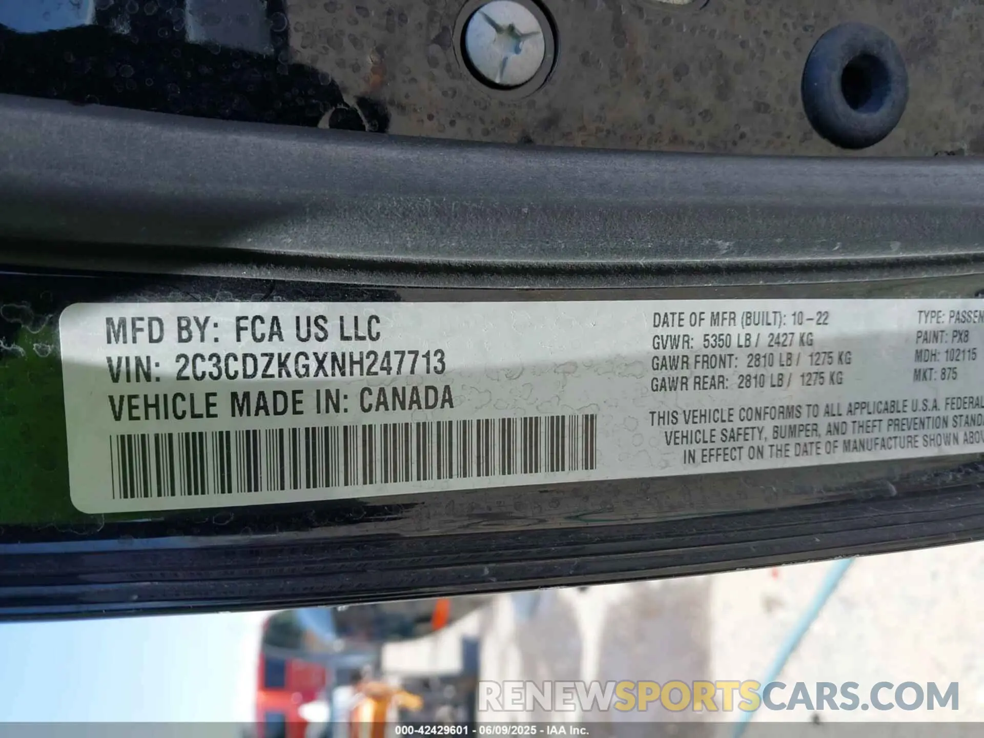 9 Фотография поврежденного автомобиля 2C3CDZKGXNH247713 DODGE CHALLENGER 2022