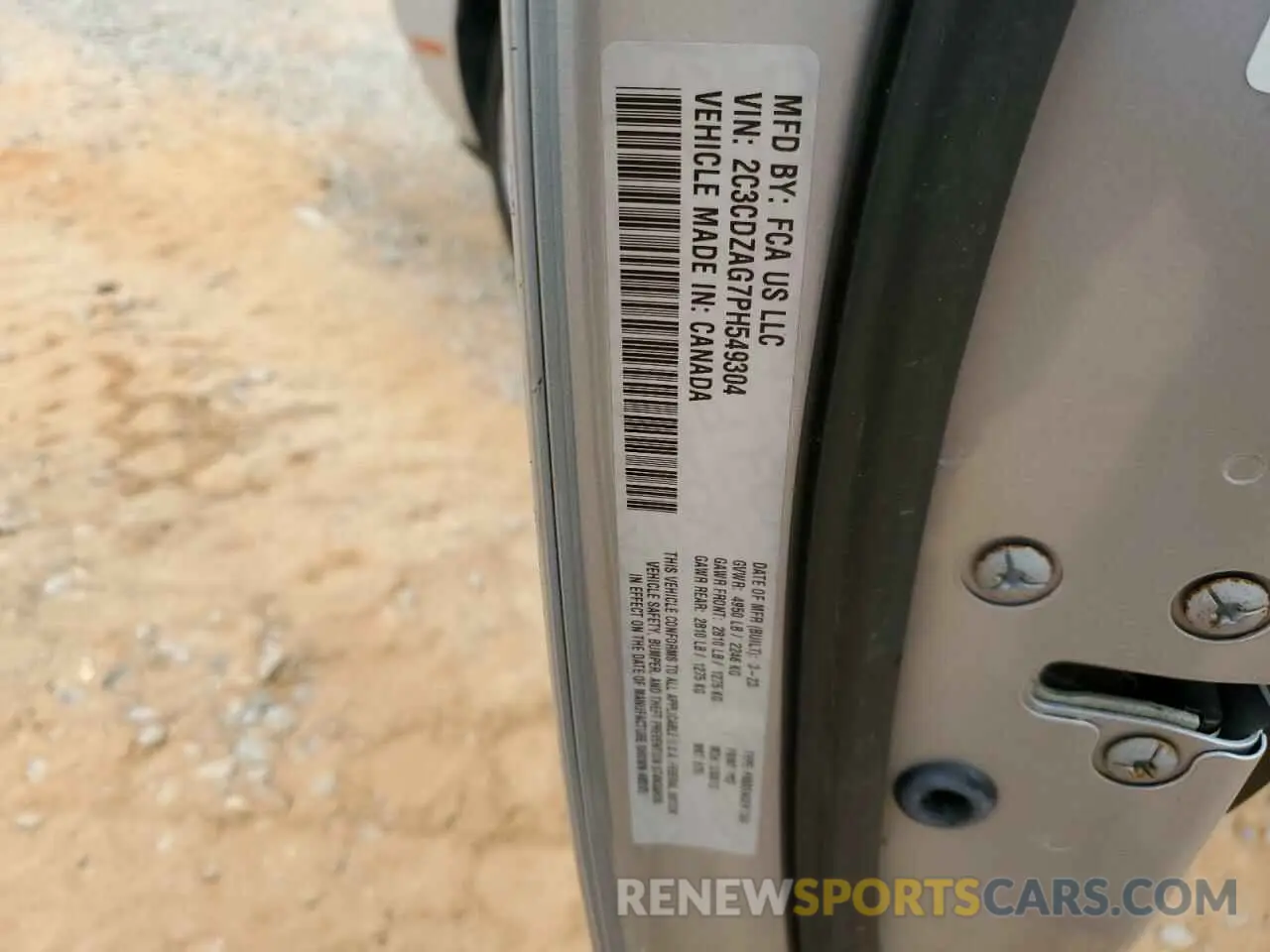 12 Photograph of a damaged car 2C3CDZAG7PH549304 DODGE CHALLENGER 2023