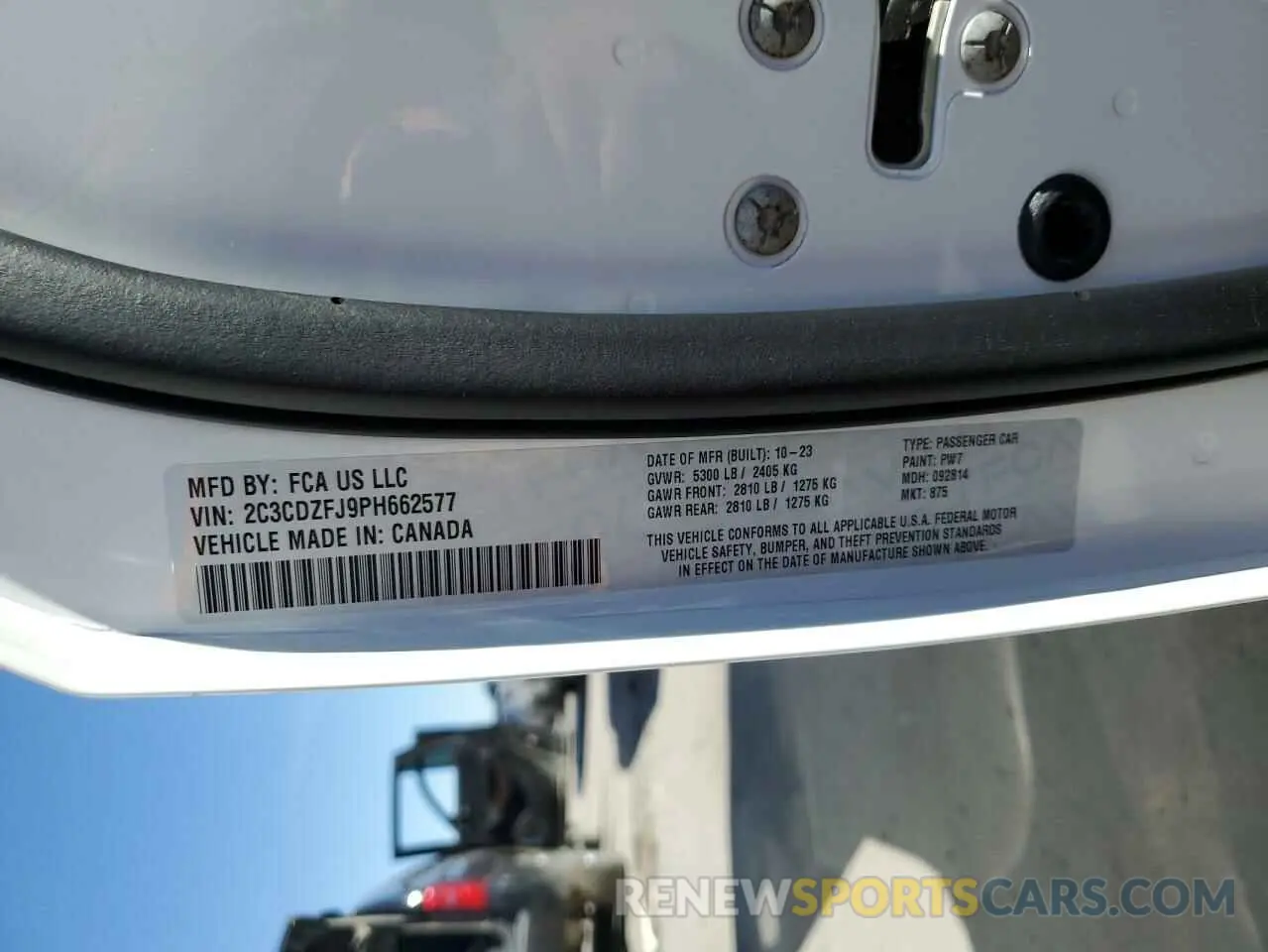 13 Photograph of a damaged car 2C3CDZFJ9PH662577 DODGE CHALLENGER 2023