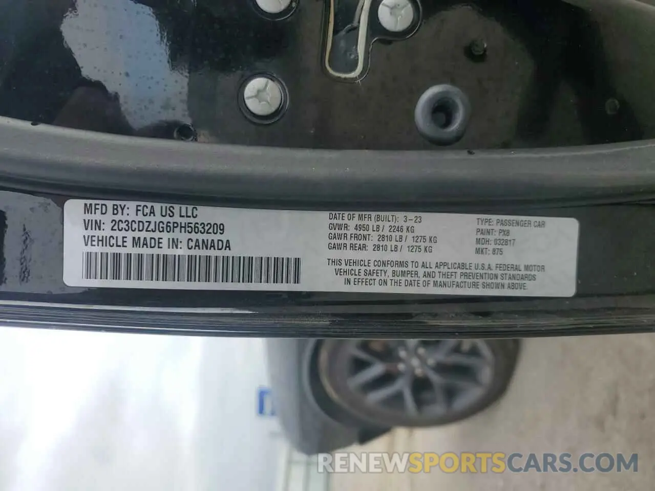 12 Photograph of a damaged car 2C3CDZJG6PH563209 DODGE CHALLENGER 2023