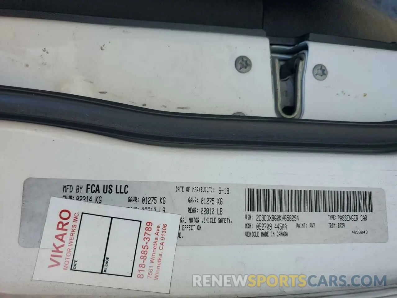 12 Photograph of a damaged car 2C3CDXBG0KH658294 DODGE CHARGER 2019