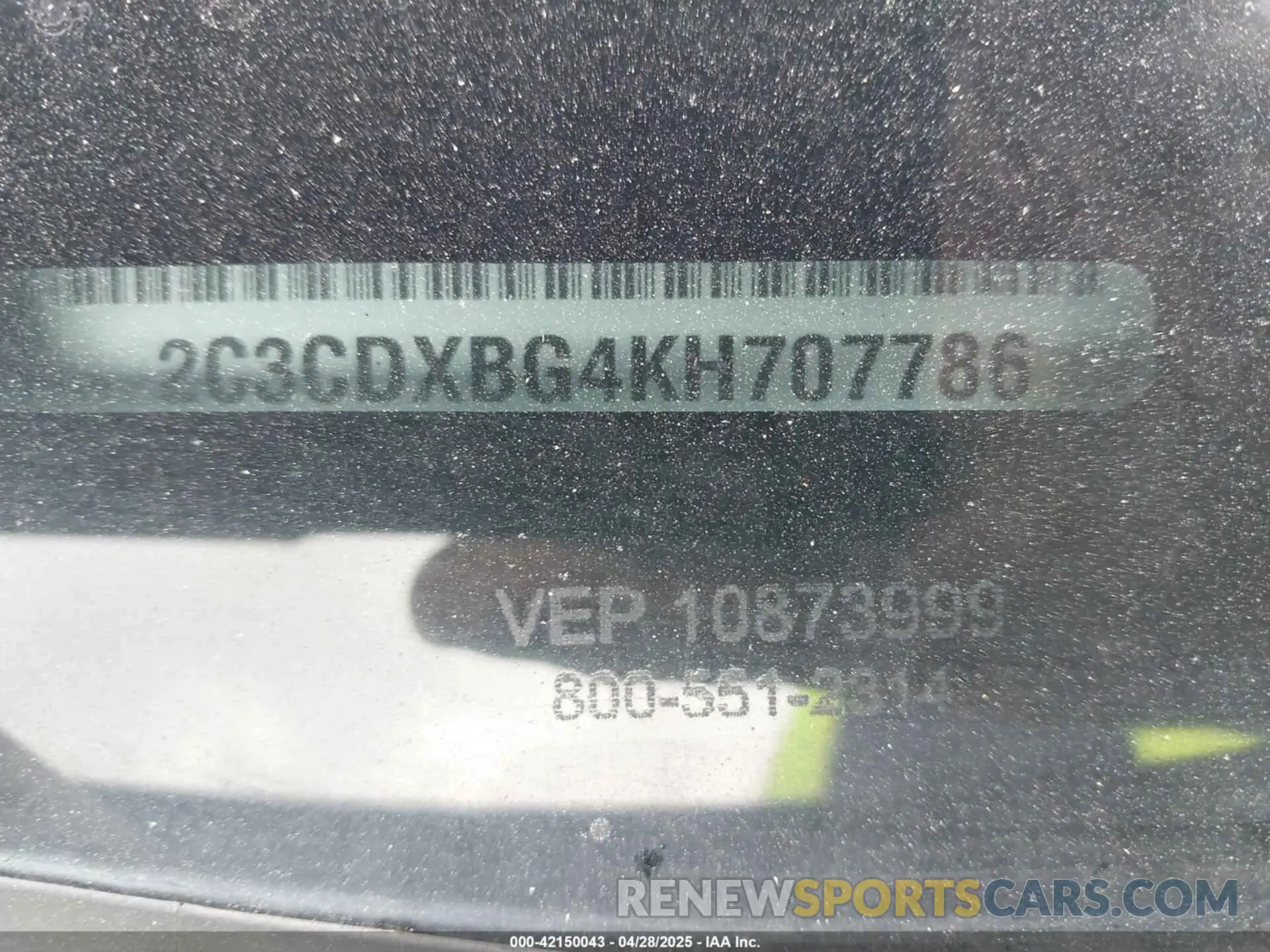 9 Фотография поврежденного автомобиля 2C3CDXBG4KH707786 DODGE CHARGER 2019