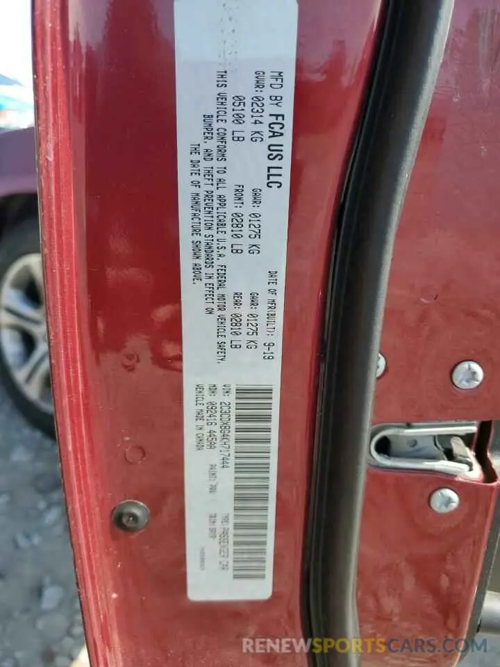 12 Фотография поврежденного автомобиля 2C3CDXBG4KH717444 DODGE CHARGER 2019