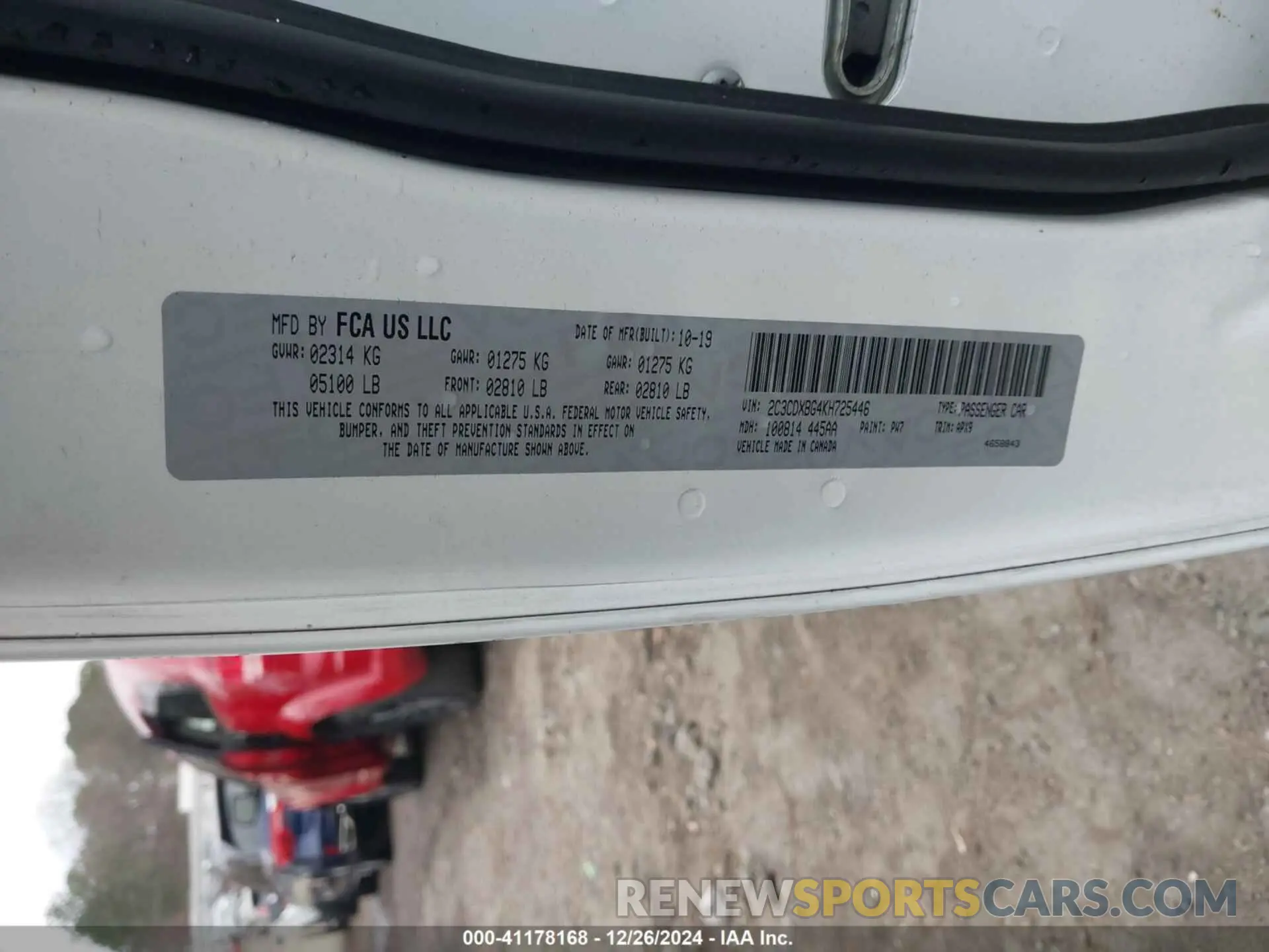 9 Photograph of a damaged car 2C3CDXBG4KH725446 DODGE CHARGER 2019