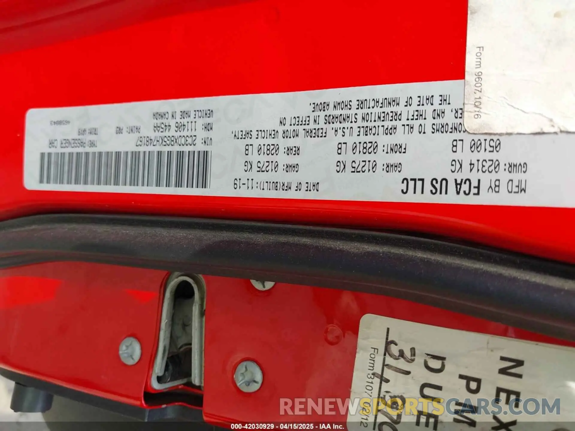 9 Photograph of a damaged car 2C3CDXBG5KH748167 DODGE CHARGER 2019