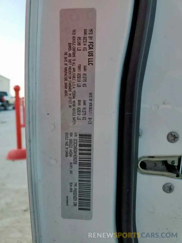12 Photograph of a damaged car 2C3CDXBG6KH696256 DODGE CHARGER 2019