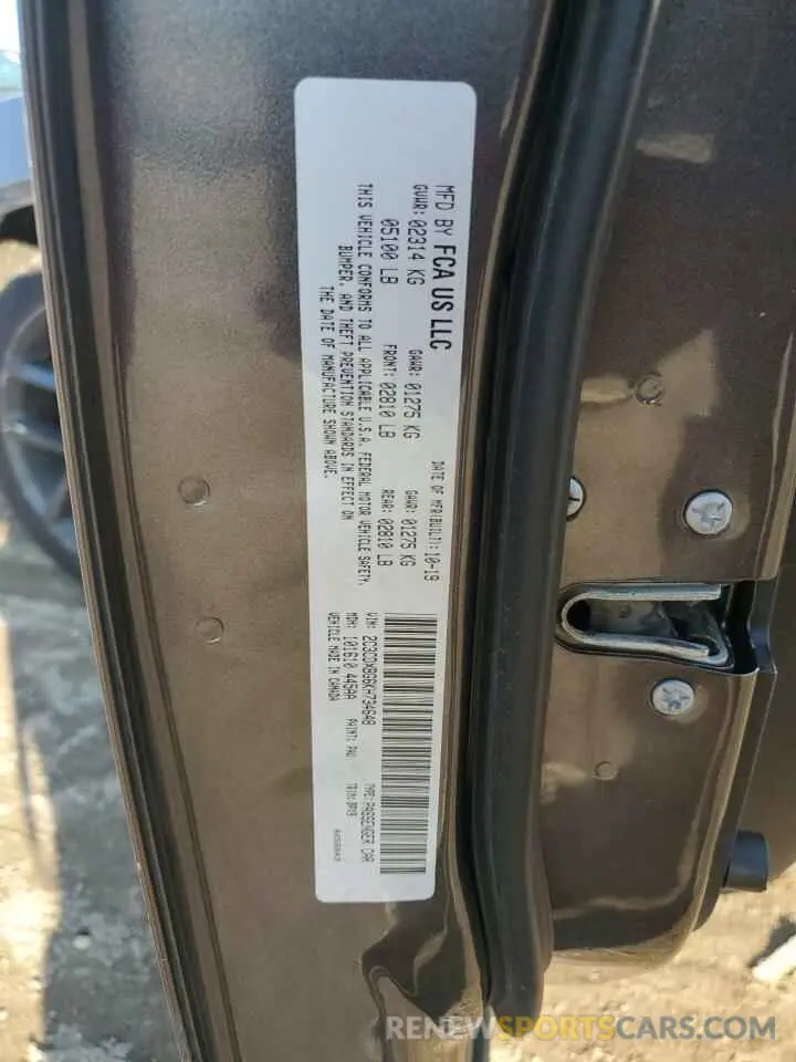 12 Photograph of a damaged car 2C3CDXBG6KH734648 DODGE CHARGER 2019