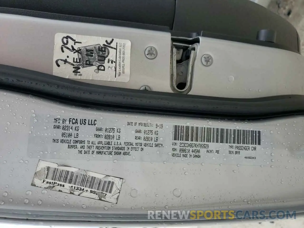14 Photograph of a damaged car 2C3CDXBG7KH702629 DODGE CHARGER 2019