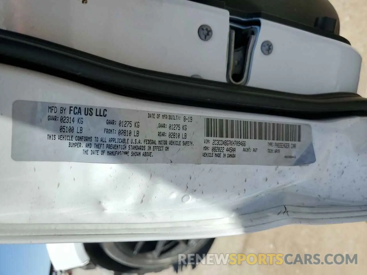 12 Фотография поврежденного автомобиля 2C3CDXBG7KH709466 DODGE CHARGER 2019