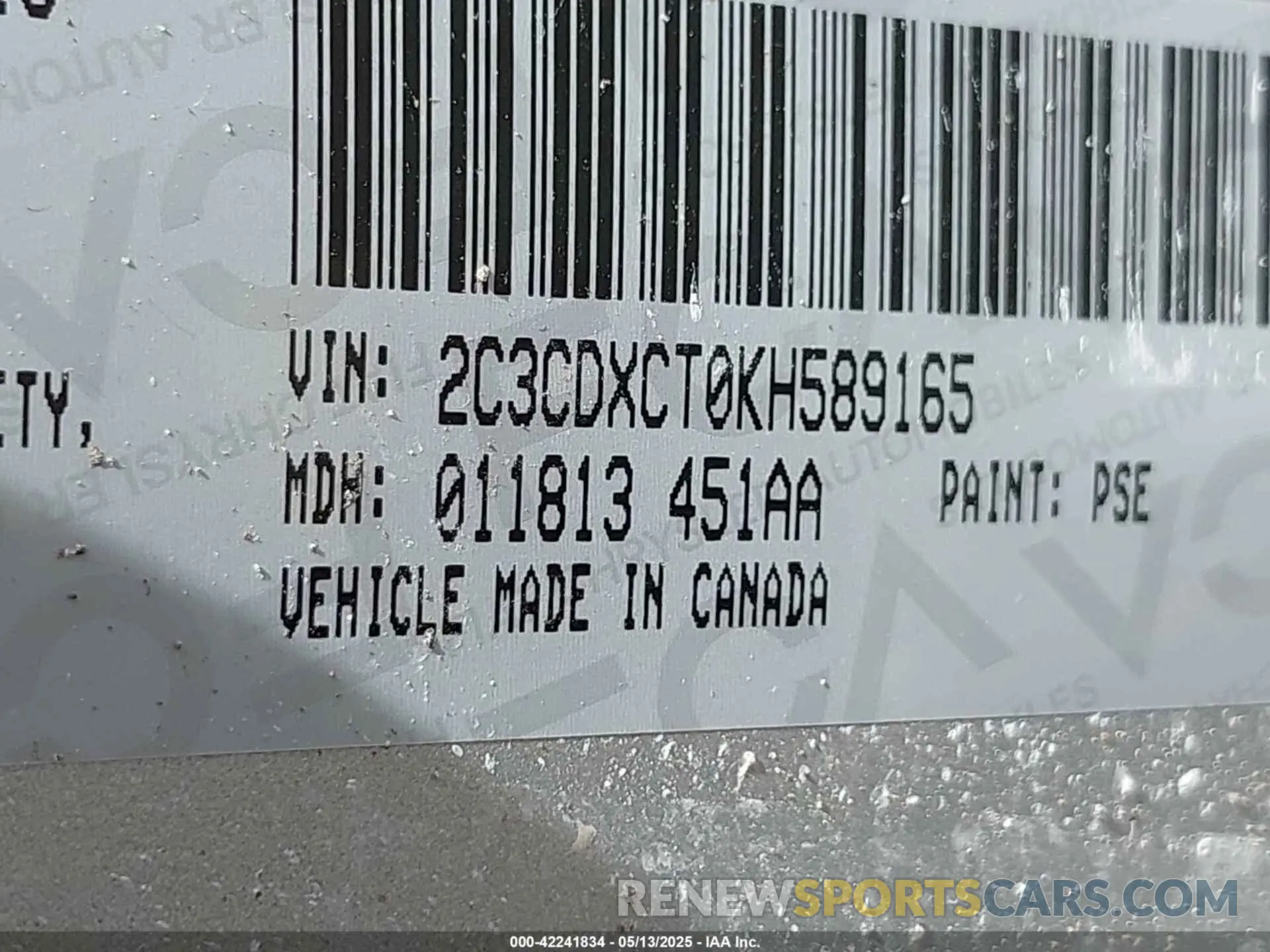 9 Photograph of a damaged car 2C3CDXCT0KH589165 DODGE CHARGER 2019