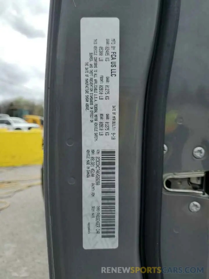 13 Photograph of a damaged car 2C3CDXCT4KH526280 DODGE CHARGER 2019
