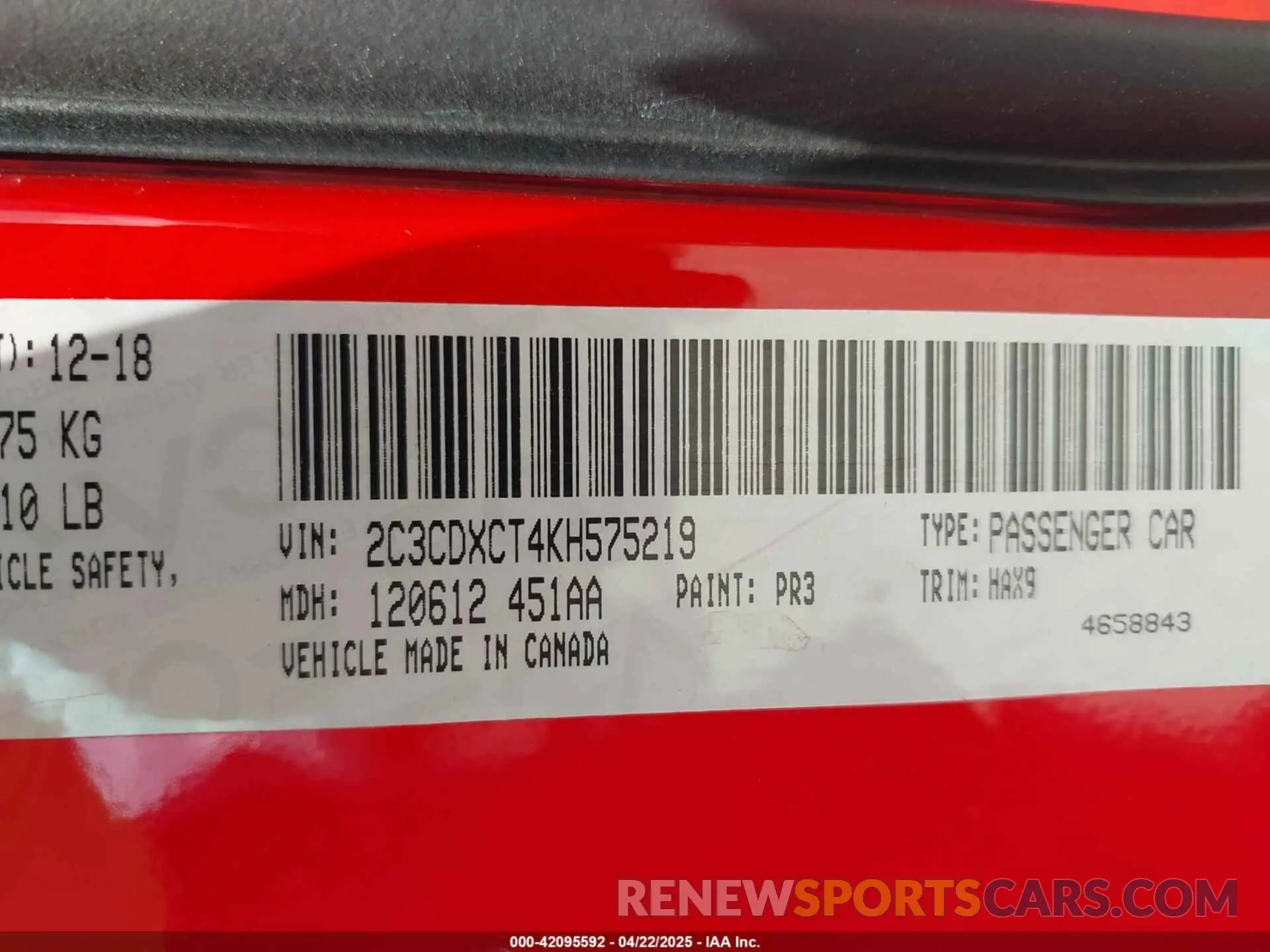 9 Фотография поврежденного автомобиля 2C3CDXCT4KH575219 DODGE CHARGER 2019