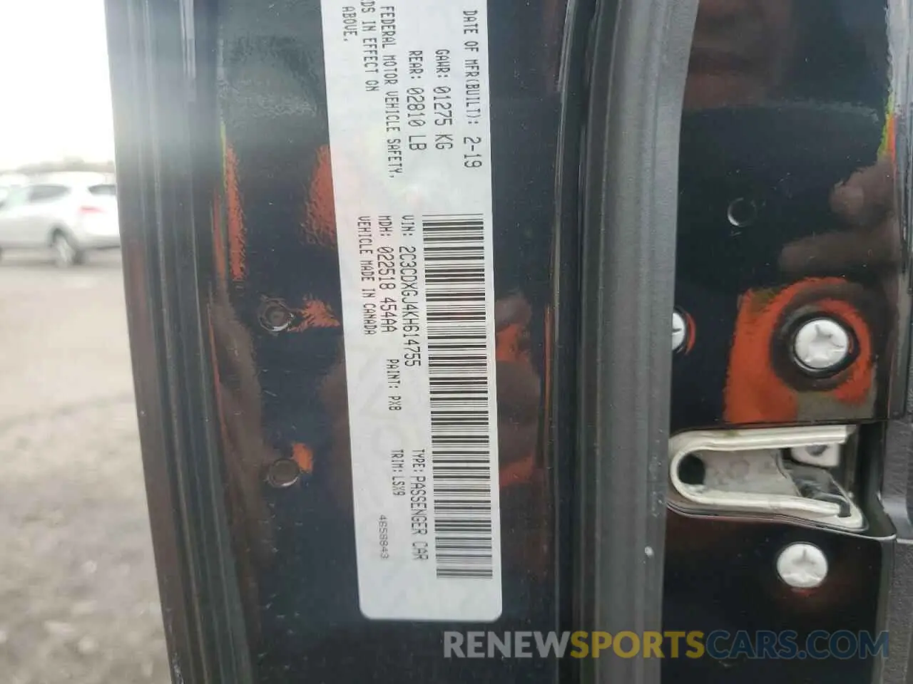 12 Фотография поврежденного автомобиля 2C3CDXGJ4KH614755 DODGE CHARGER 2019