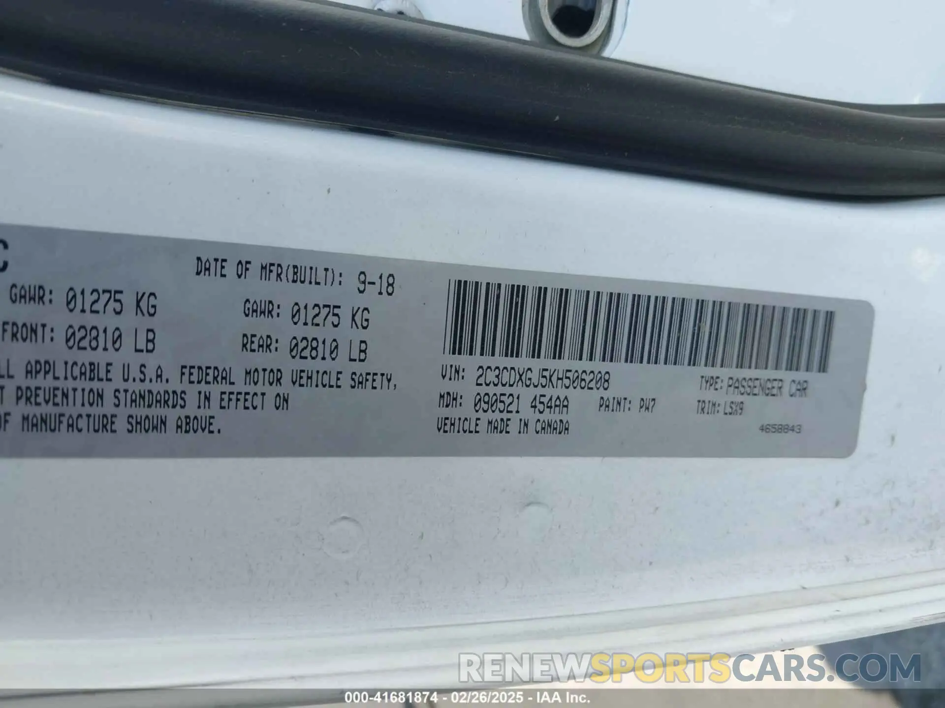 9 Фотография поврежденного автомобиля 2C3CDXGJ5Kh506208 DODGE CHARGER 2019