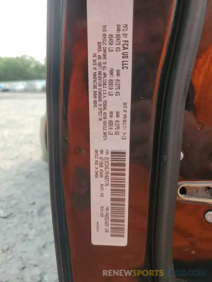 12 Photograph of a damaged car 2C3CDXGJ7KH697176 DODGE CHARGER 2019
