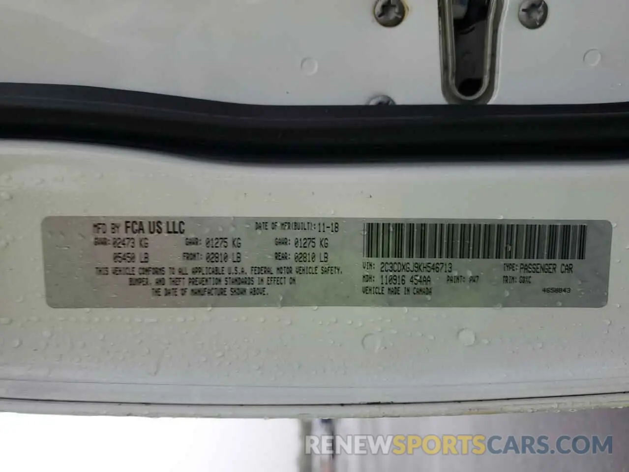 12 Фотография поврежденного автомобиля 2C3CDXGJ9KH546713 DODGE CHARGER 2019