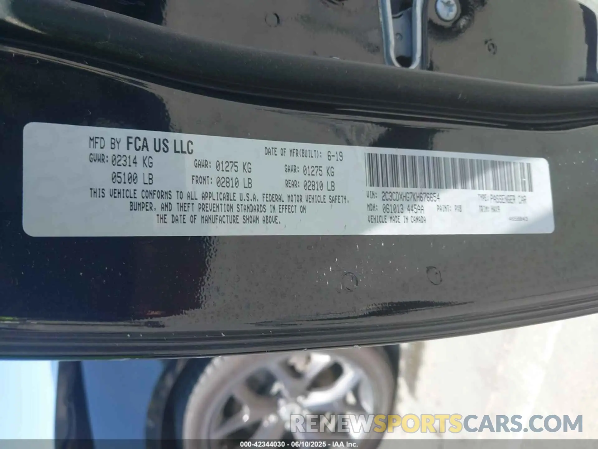 9 Photograph of a damaged car 2C3CDXHG7KH676654 DODGE CHARGER 2019