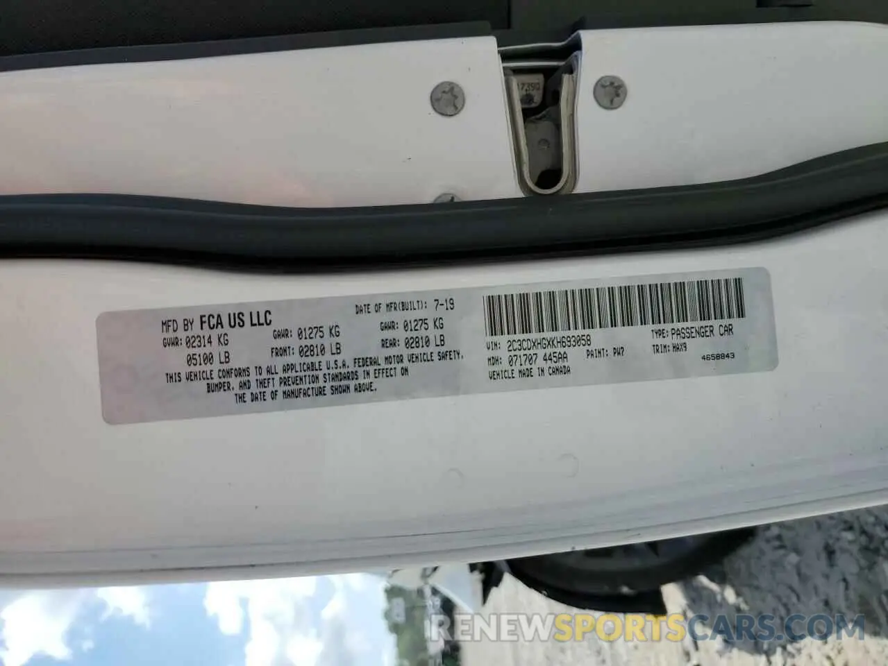 12 Фотография поврежденного автомобиля 2C3CDXHGXKH693058 DODGE CHARGER 2019