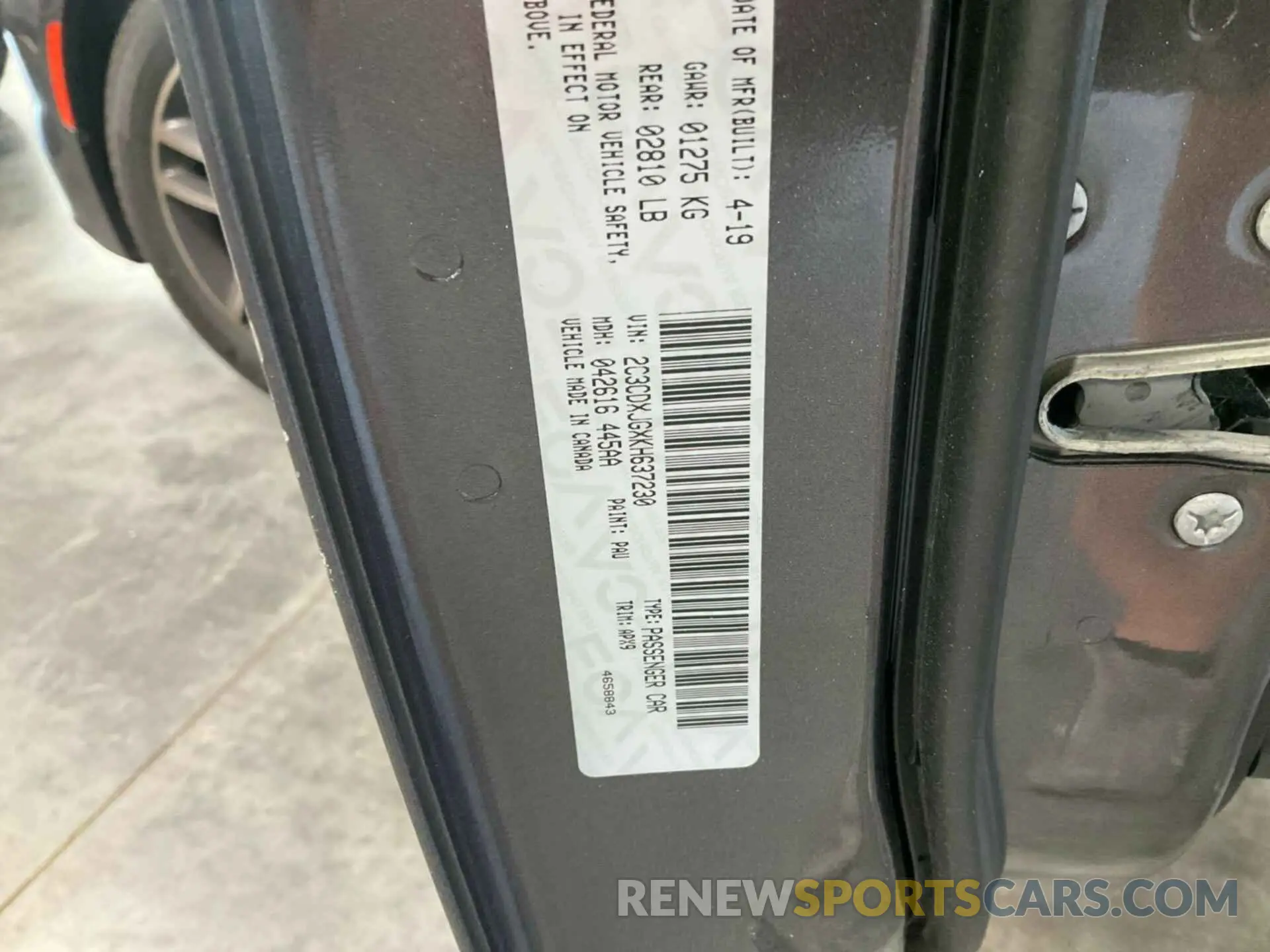 15 Photograph of a damaged car 2C3CDXJGXKH637230 DODGE CHARGER 2019