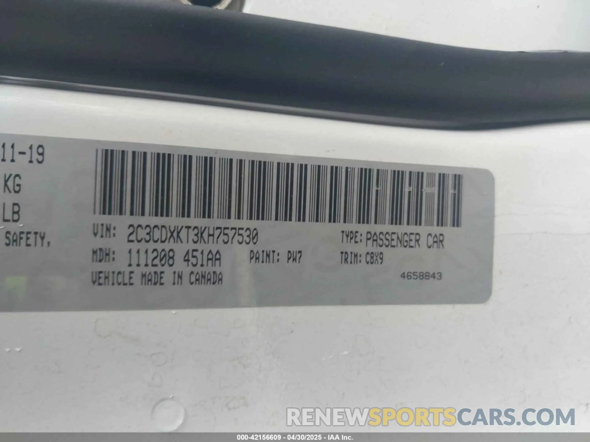 9 Фотография поврежденного автомобиля 2C3CDXKT3KH757530 DODGE CHARGER 2019