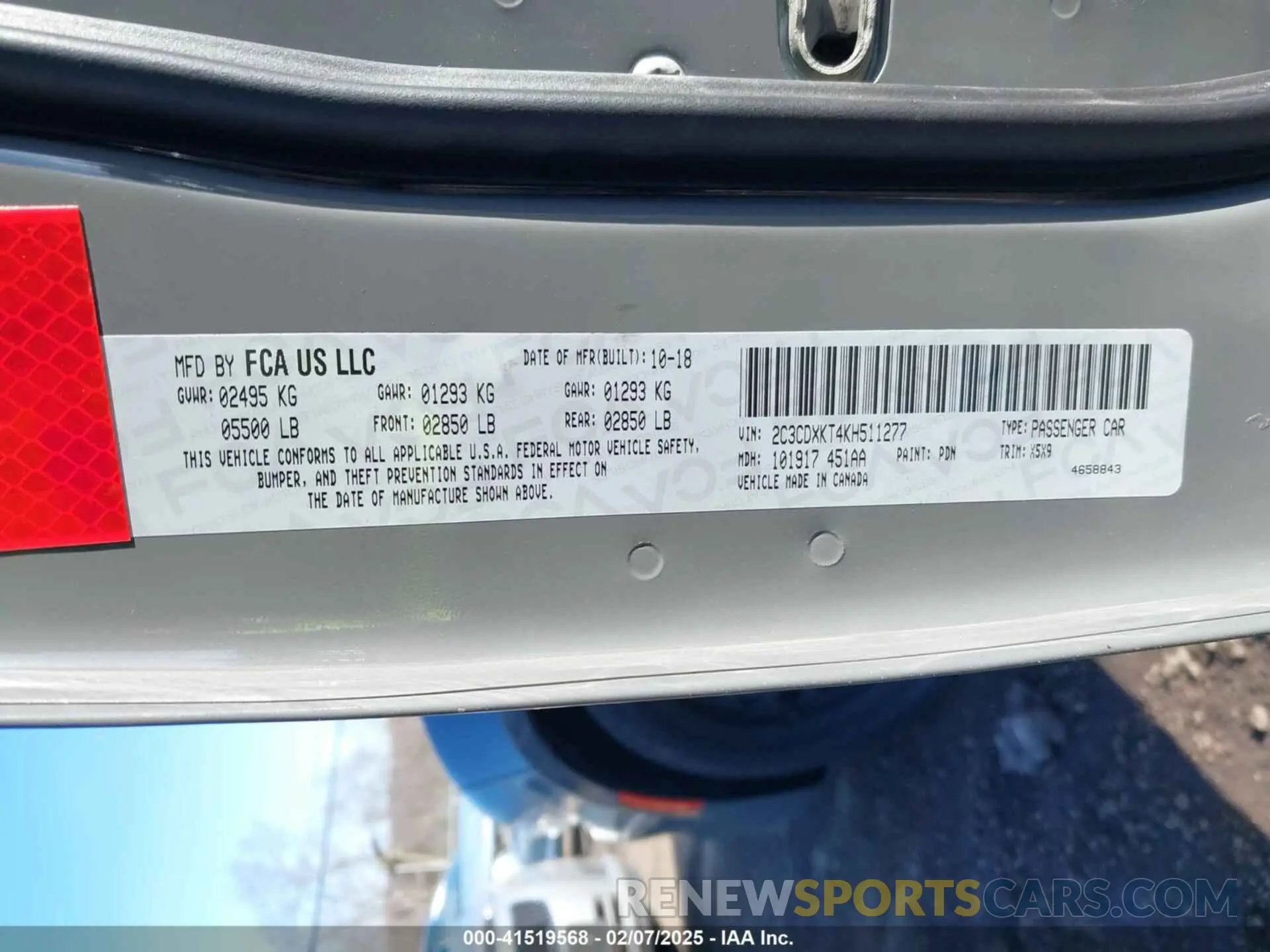 9 Фотография поврежденного автомобиля 2C3CDXKT4KH511277 DODGE CHARGER 2019