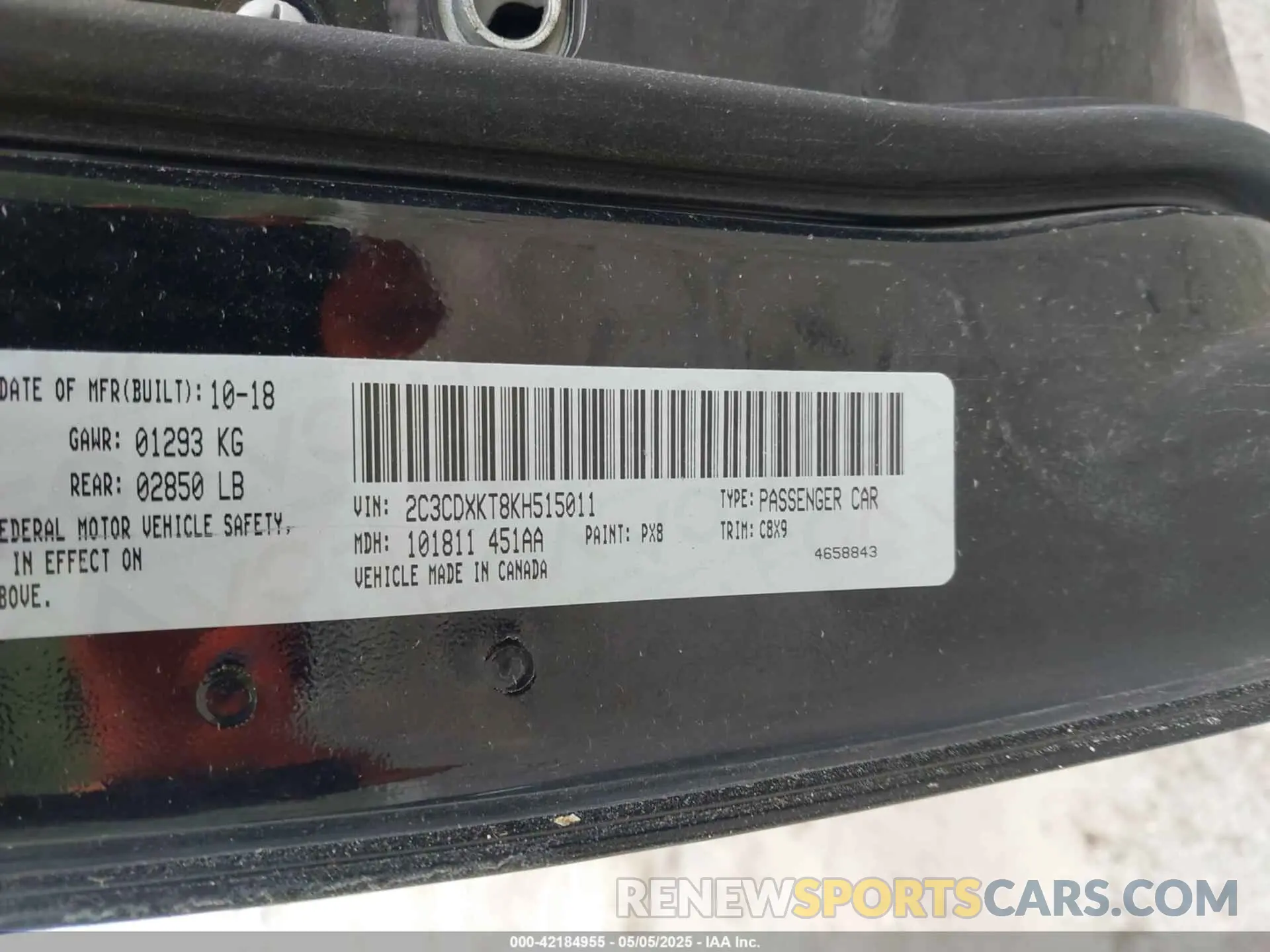 9 Фотография поврежденного автомобиля 2C3CDXKT8KH515011 DODGE CHARGER 2019