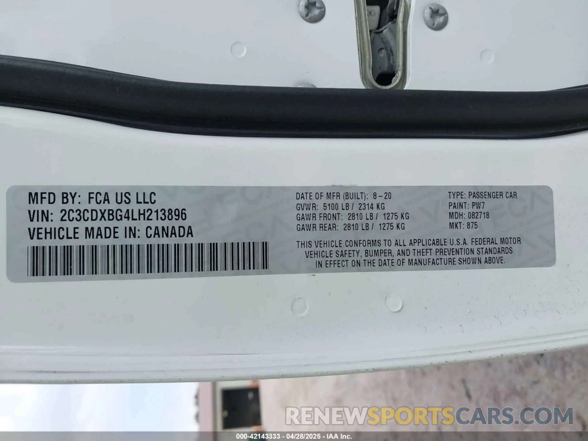 9 Фотография поврежденного автомобиля 2C3CDXBG4LH213896 DODGE CHARGER 2020