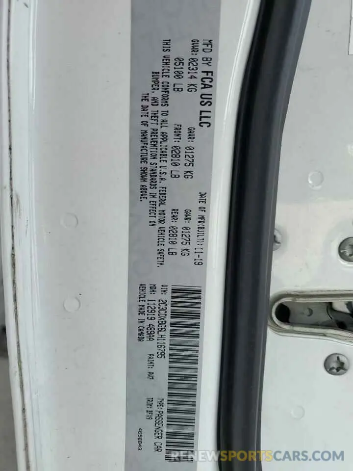 12 Фотография поврежденного автомобиля 2C3CDXBG6LH116795 DODGE CHARGER 2020