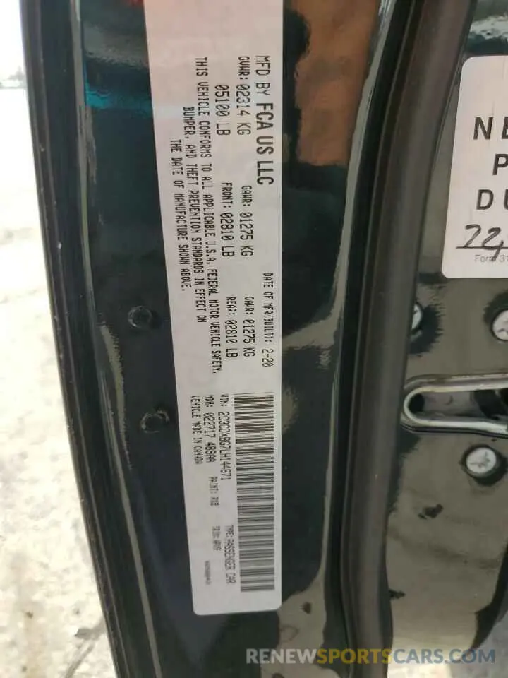 14 Фотография поврежденного автомобиля 2C3CDXBG7LH144671 DODGE CHARGER 2020