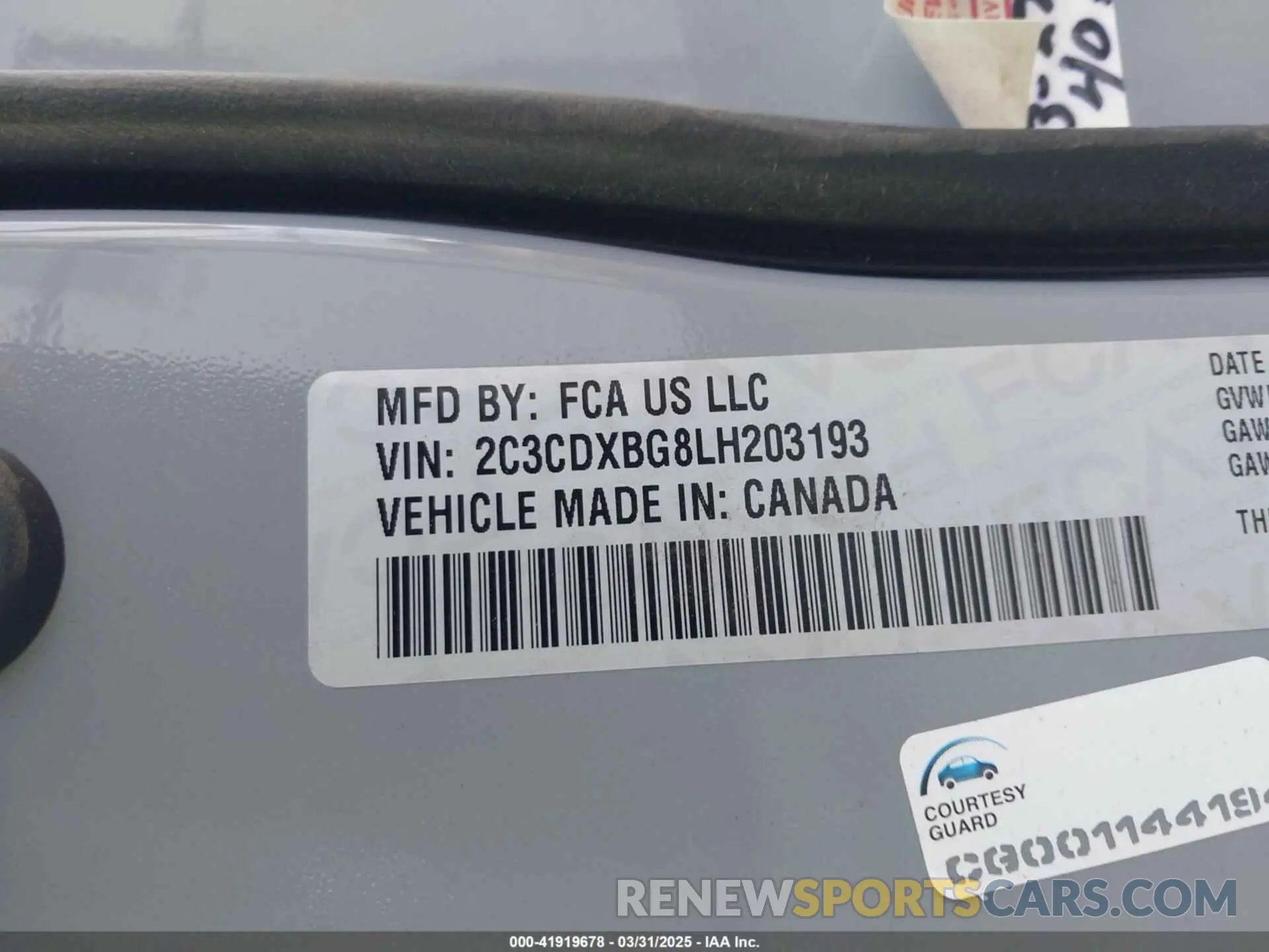 9 Фотография поврежденного автомобиля 2C3CDXBG8LH203193 DODGE CHARGER 2020
