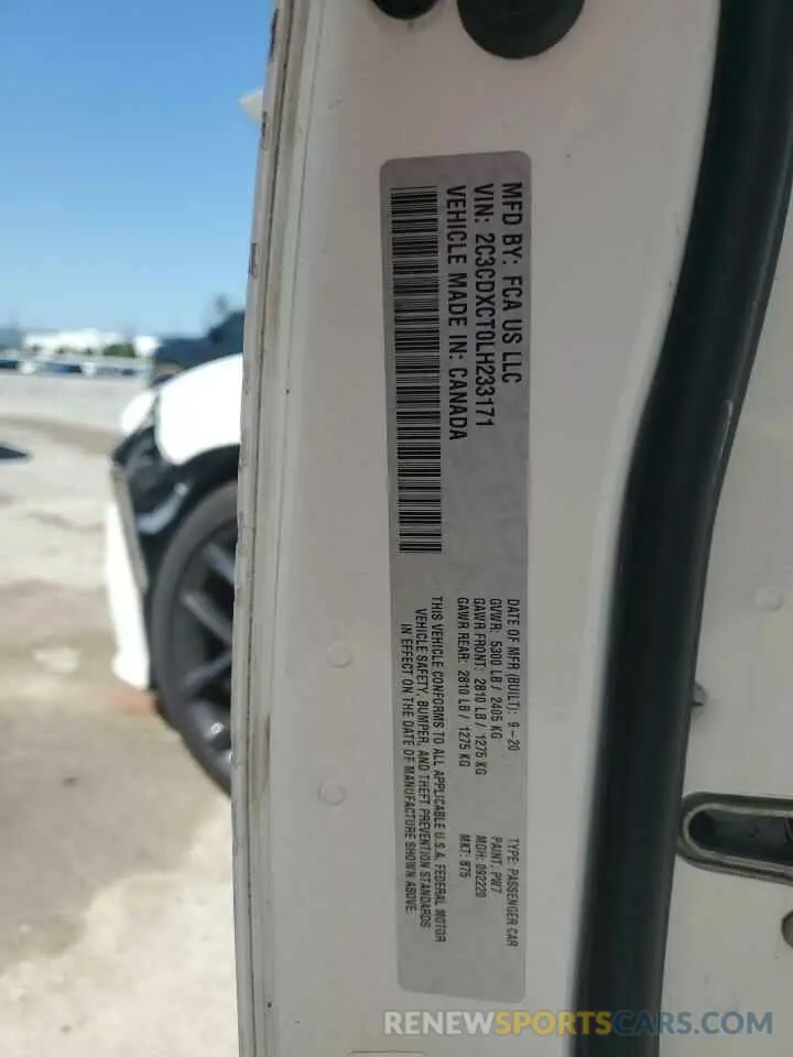 14 Photograph of a damaged car 2C3CDXCT0LH233171 DODGE CHARGER 2020