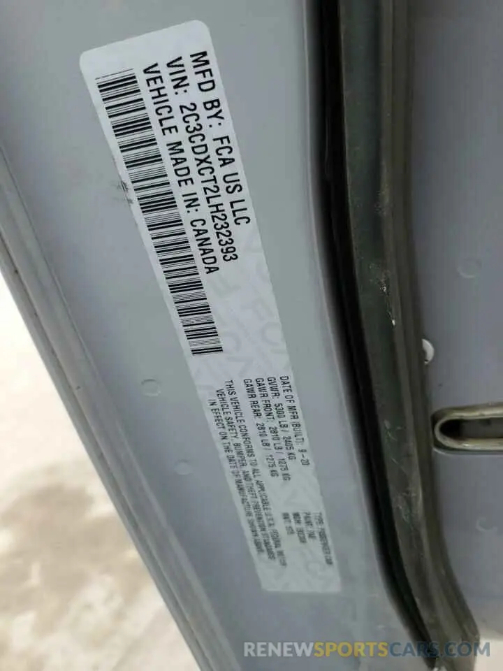 12 Photograph of a damaged car 2C3CDXCT2LH232393 DODGE CHARGER 2020