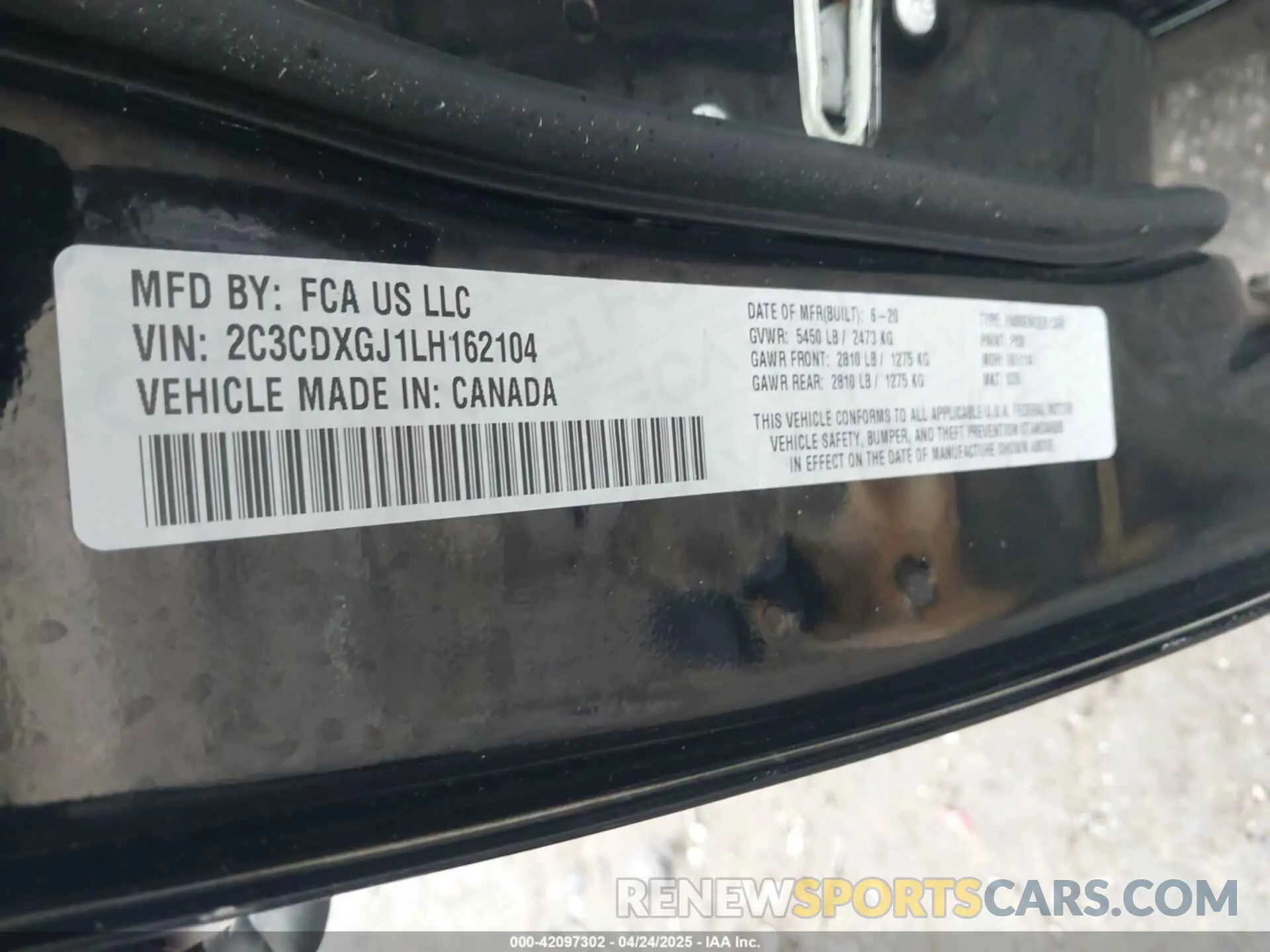 9 Photograph of a damaged car 2C3CDXGJ1LH162104 DODGE CHARGER 2020