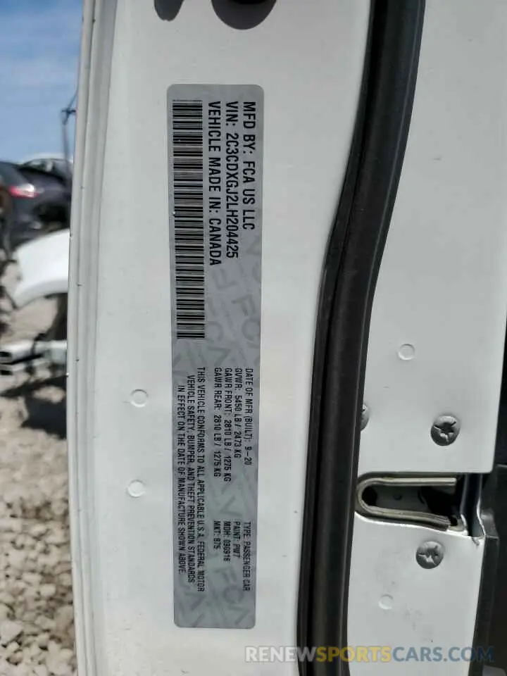 13 Фотография поврежденного автомобиля 2C3CDXGJ2LH204425 DODGE CHARGER 2020