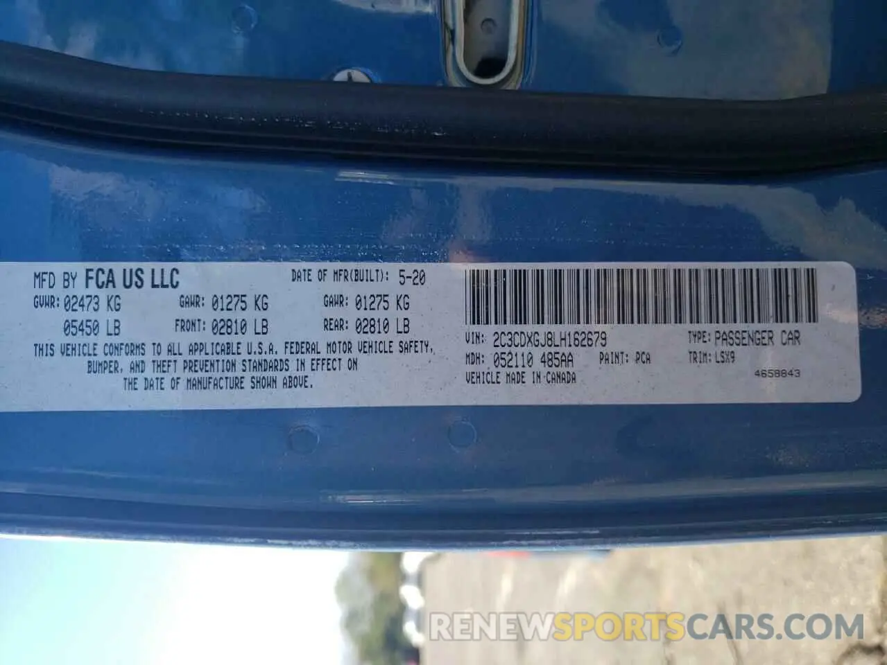 12 Photograph of a damaged car 2C3CDXGJ8LH162679 DODGE CHARGER 2020