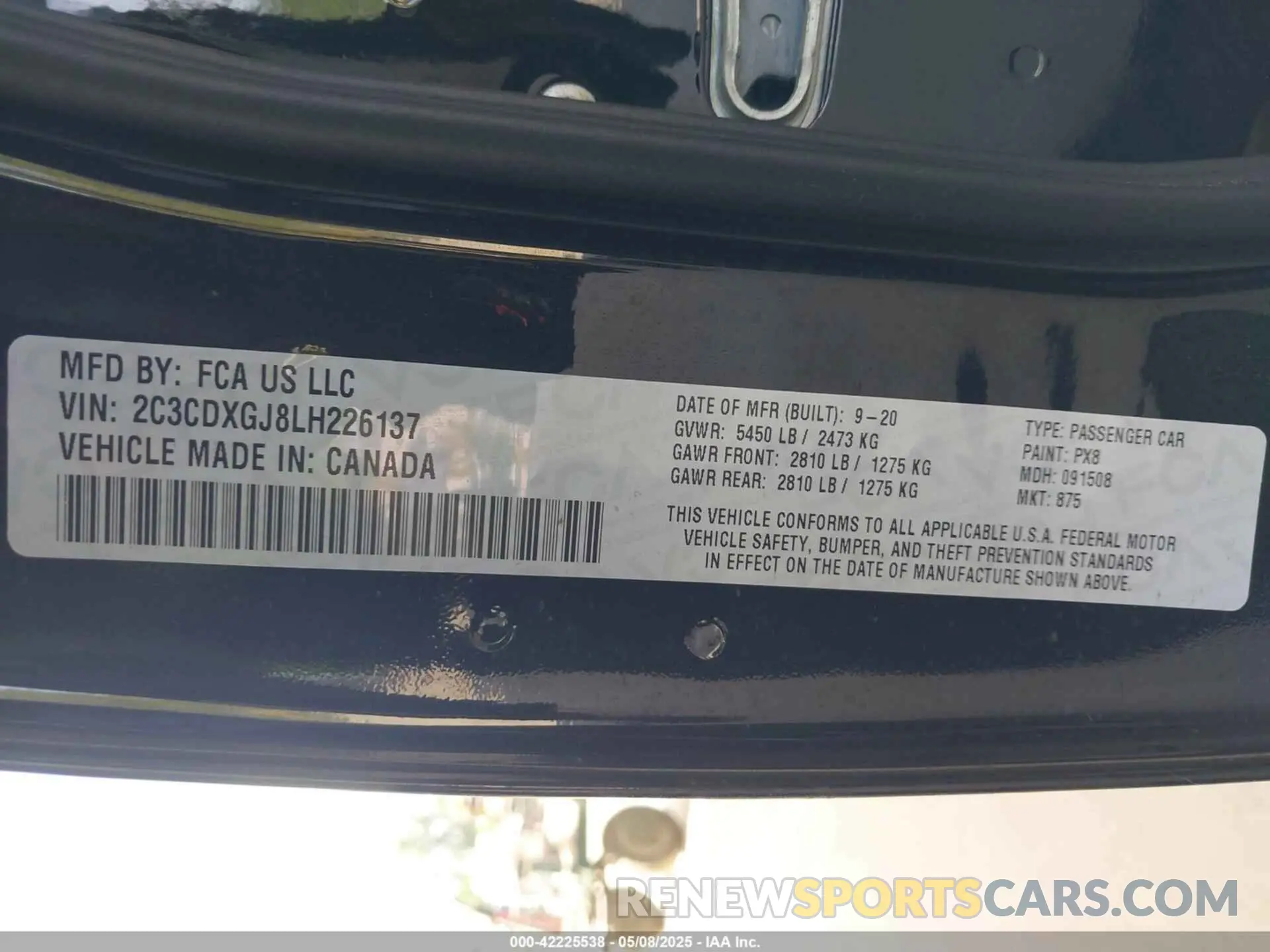 9 Photograph of a damaged car 2C3CDXGJ8LH226137 DODGE CHARGER 2020