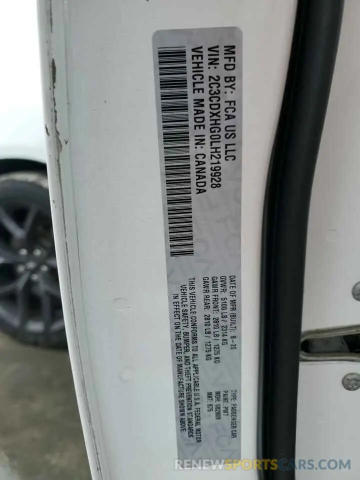 12 Фотография поврежденного автомобиля 2C3CDXHG0LH219928 DODGE CHARGER 2020