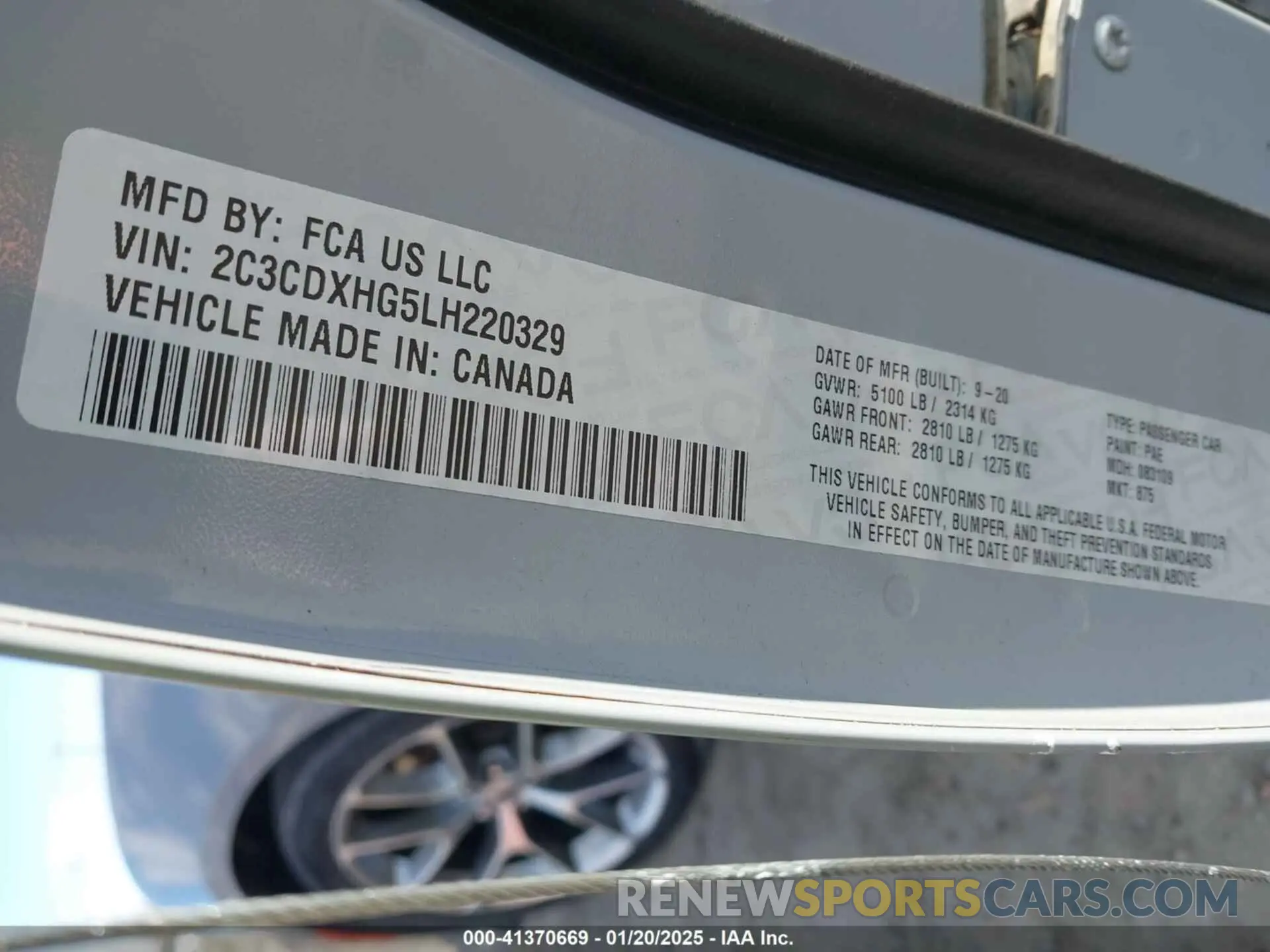 9 Photograph of a damaged car 2C3CDXHG5LH220329 DODGE CHARGER 2020