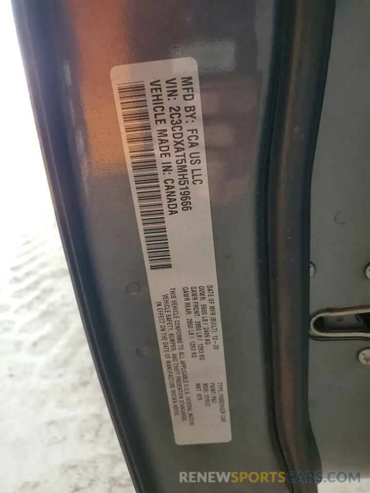 12 Фотография поврежденного автомобиля 2C3CDXAT5MH519666 DODGE CHARGER 2021