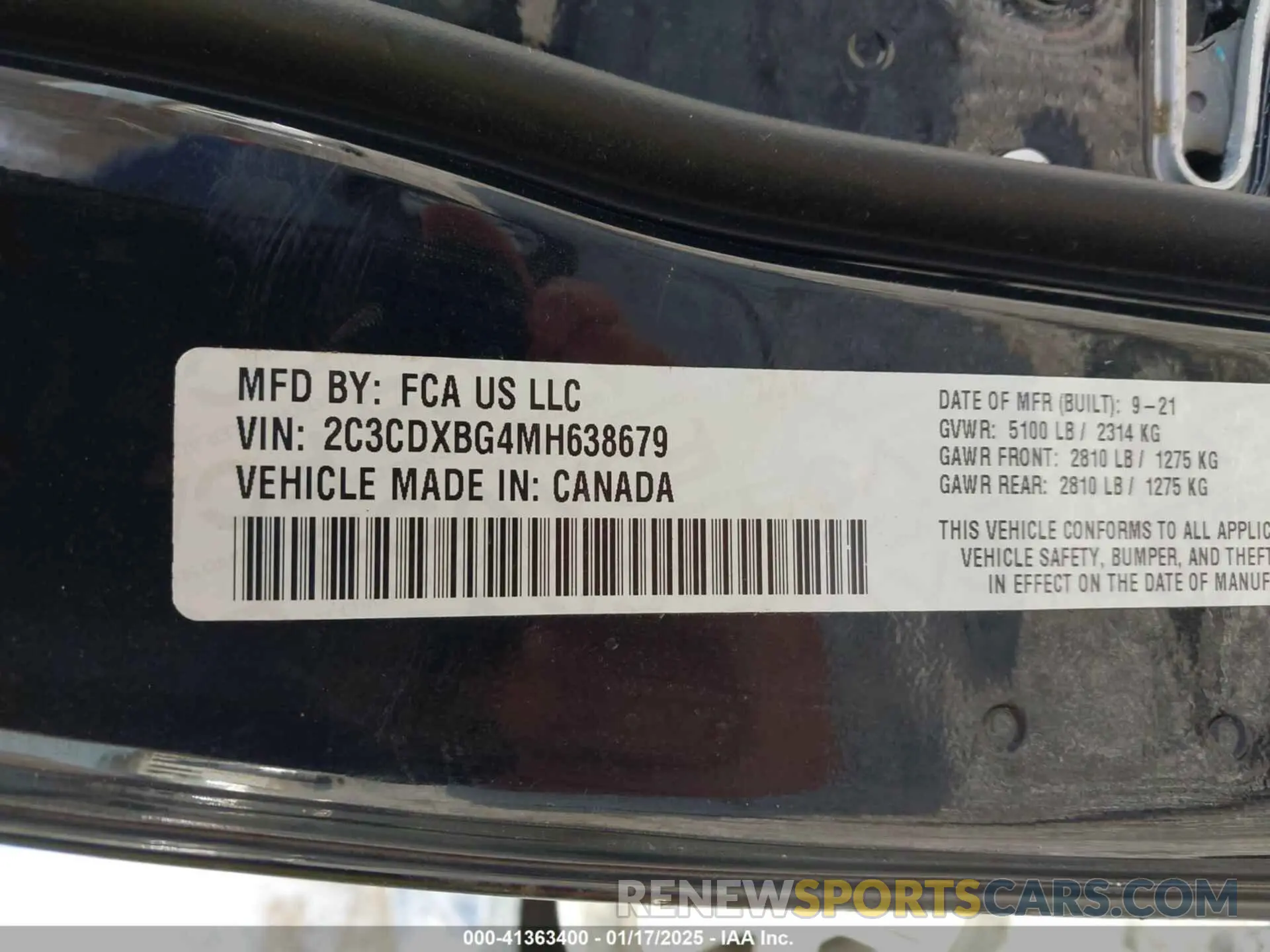 9 Фотография поврежденного автомобиля 2C3CDXBG4MH638679 DODGE CHARGER 2021