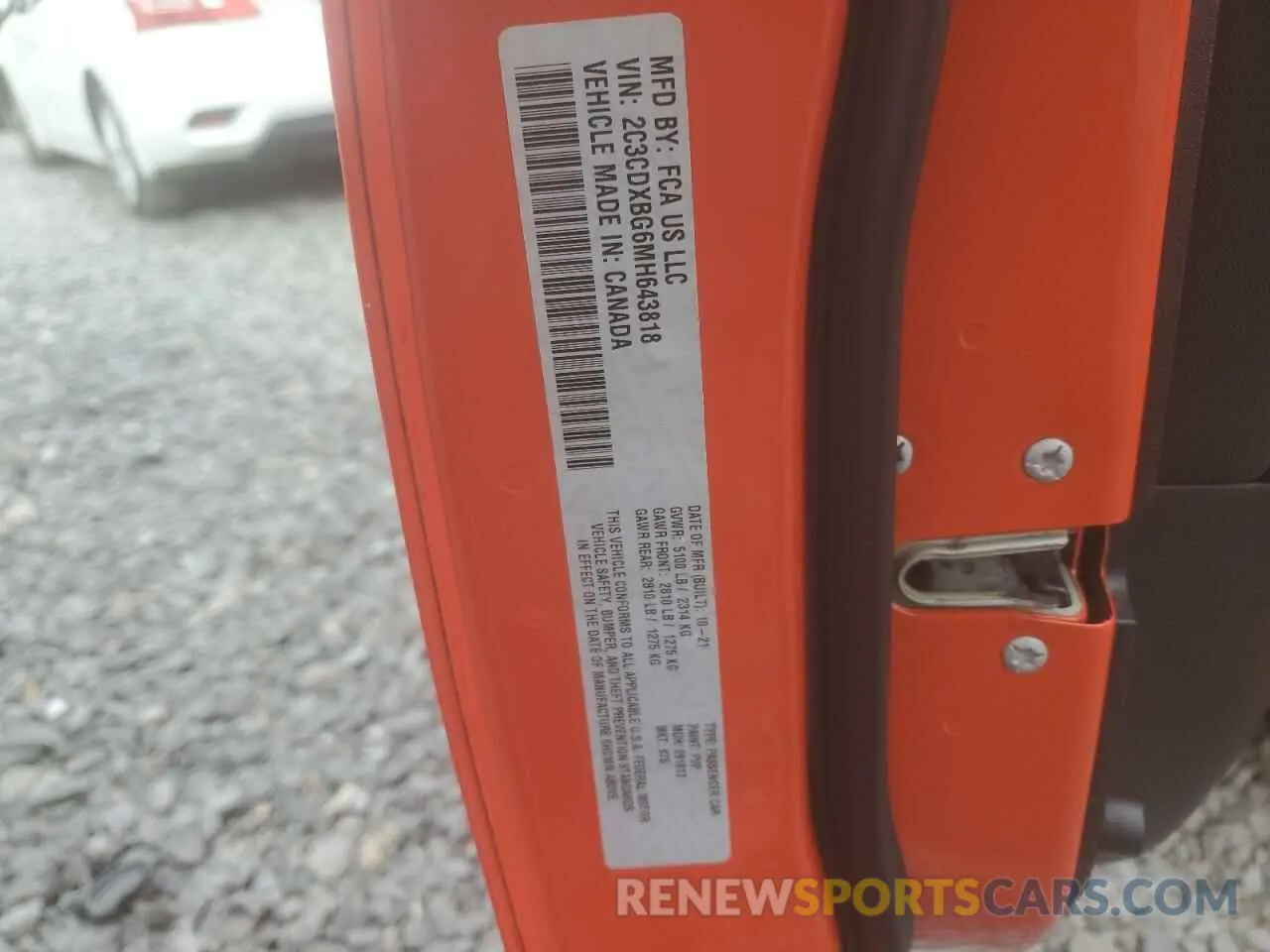 12 Фотография поврежденного автомобиля 2C3CDXBG6MH643818 DODGE CHARGER 2021