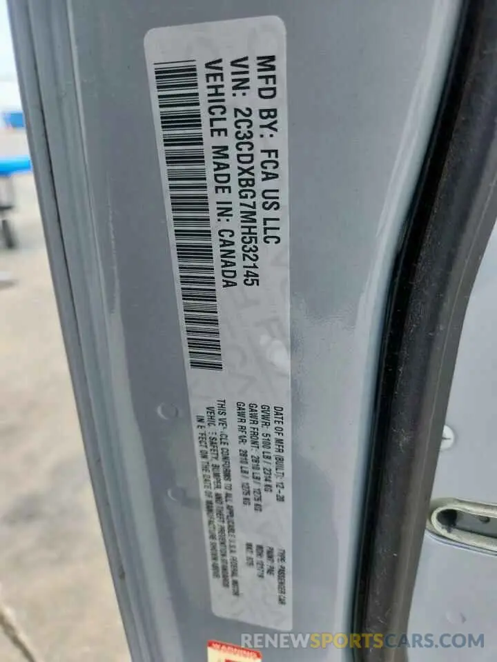 13 Фотография поврежденного автомобиля 2C3CDXBG7MH532145 DODGE CHARGER 2021