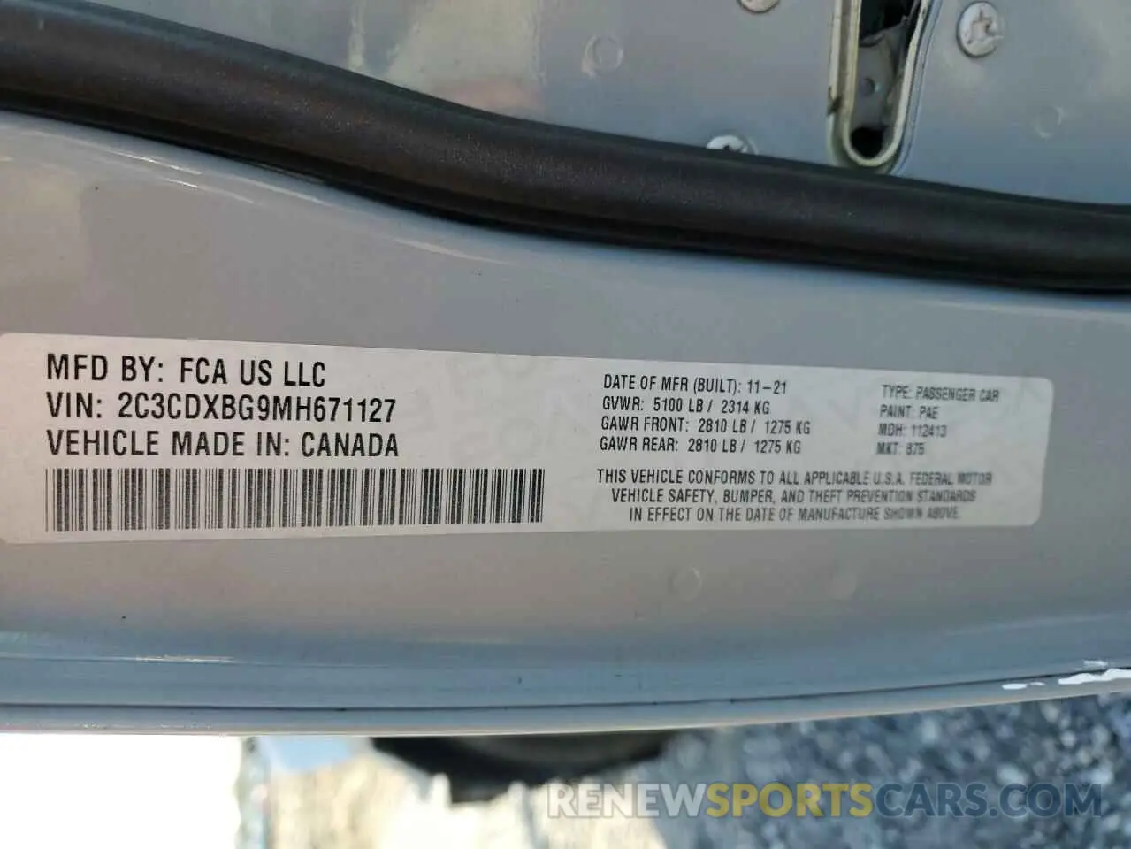 13 Photograph of a damaged car 2C3CDXBG9MH671127 DODGE CHARGER 2021