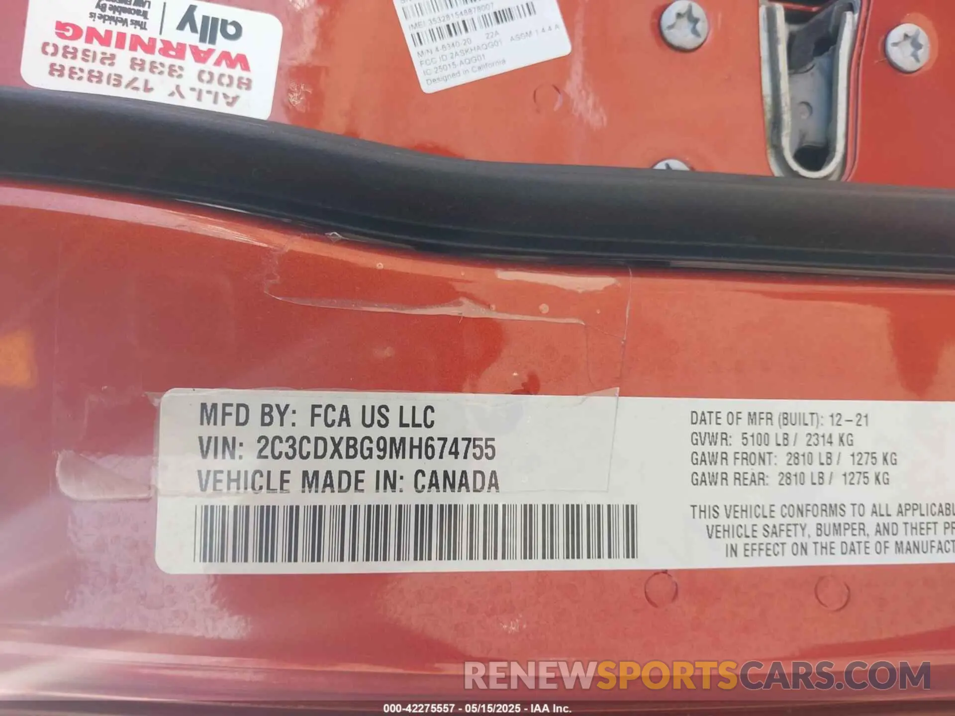 9 Photograph of a damaged car 2C3CDXBG9MH674755 DODGE CHARGER 2021