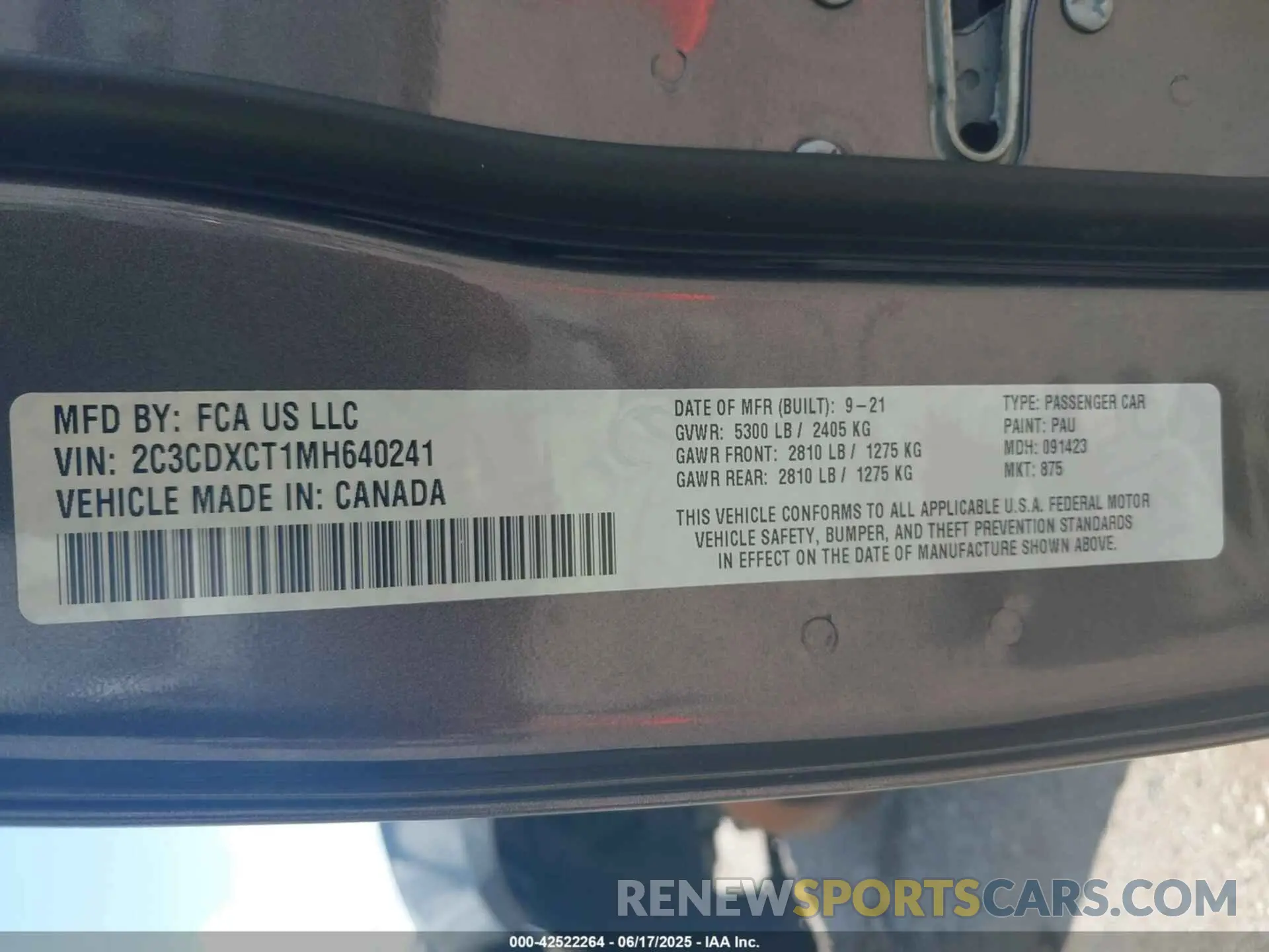 9 Photograph of a damaged car 2C3CDXCT1MH640241 DODGE CHARGER 2021