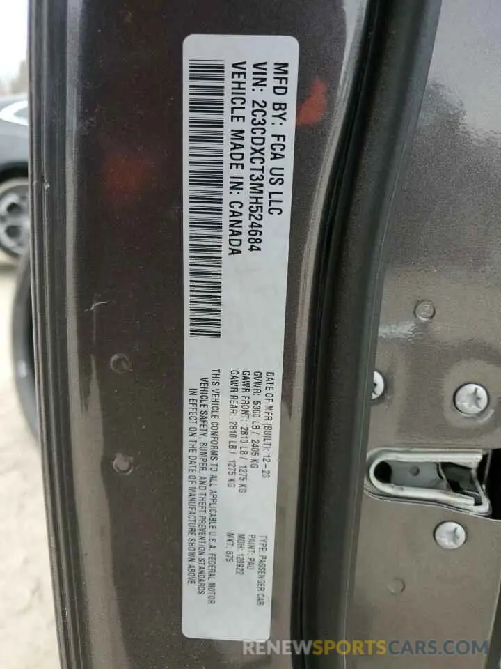 13 Photograph of a damaged car 2C3CDXCT3MH524684 DODGE CHARGER 2021